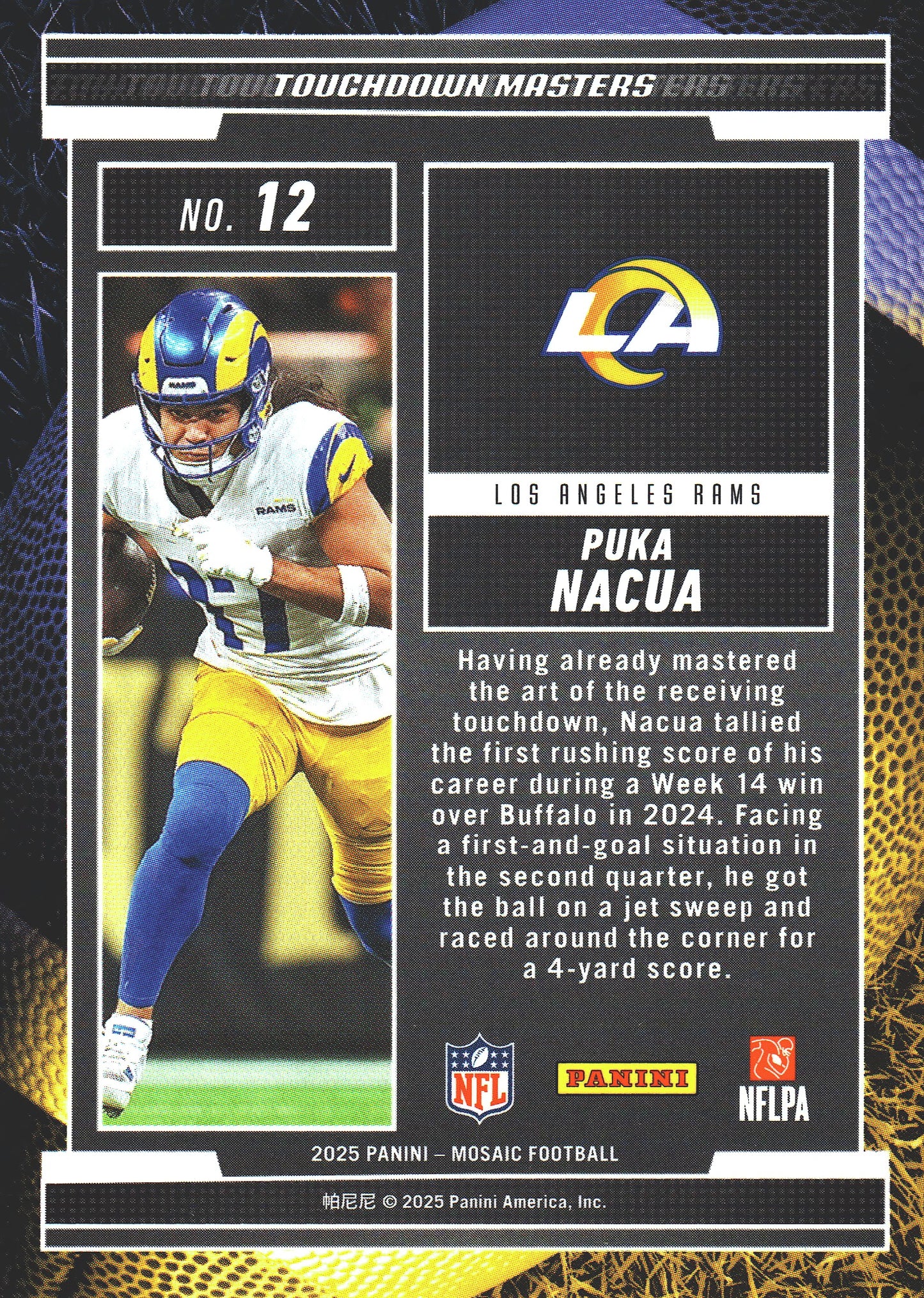 2025 Panini Mosaic Touchdown Masters Puka Nacua #12 Los Angeles Rams