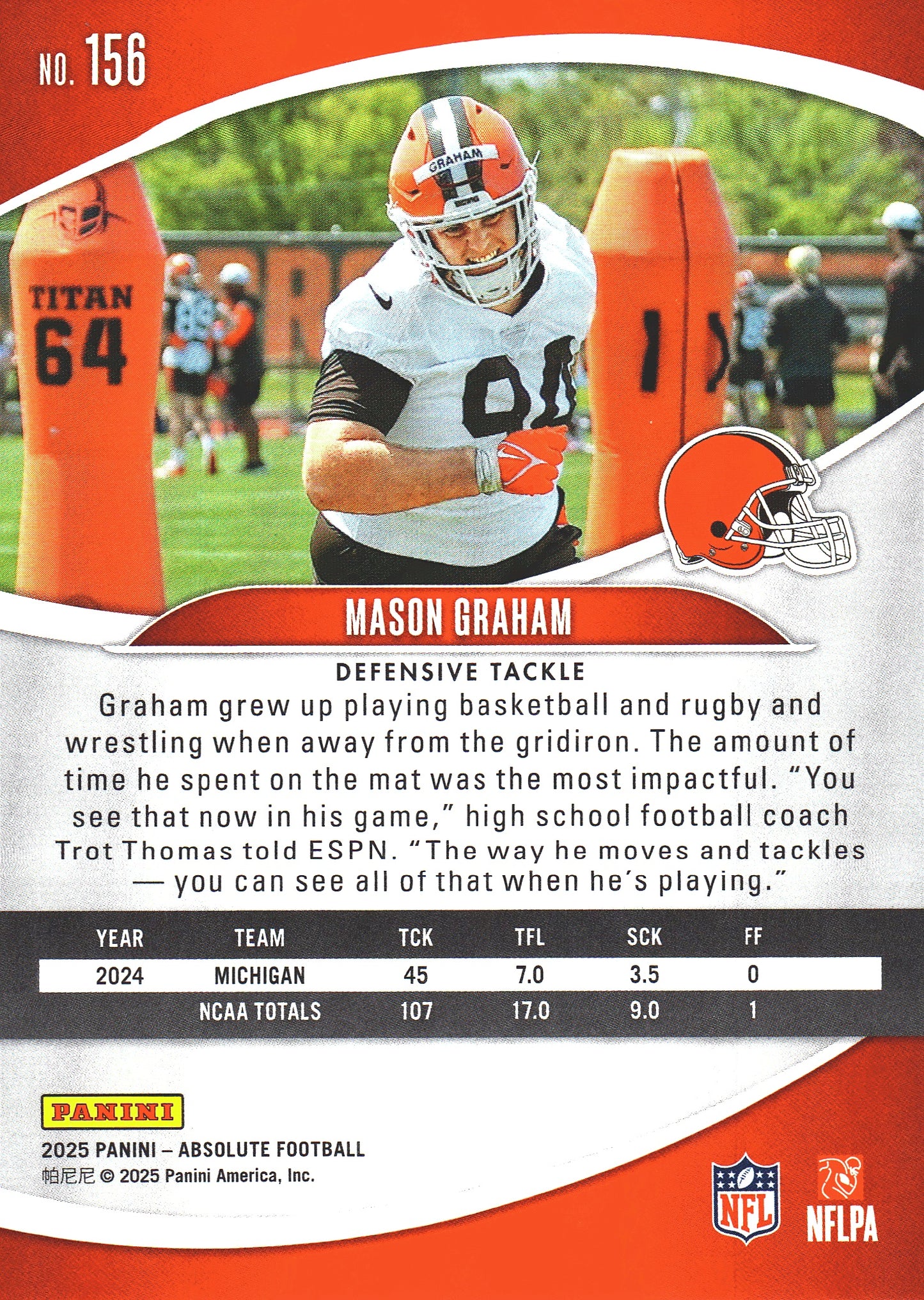 2025 Panini Absolute Hobby Red /199 Mason Graham #156 Cleveland Browns