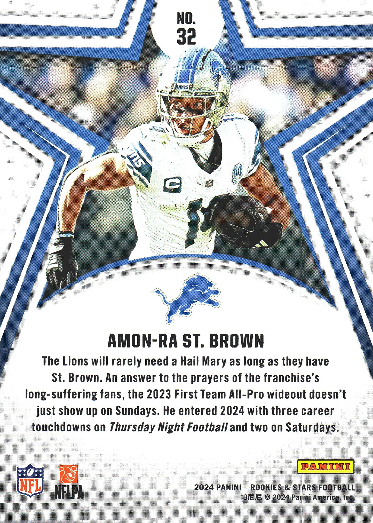 2024 Panini Rookie & Stars Amon-Ra St. Brown #32 Detroit Lions