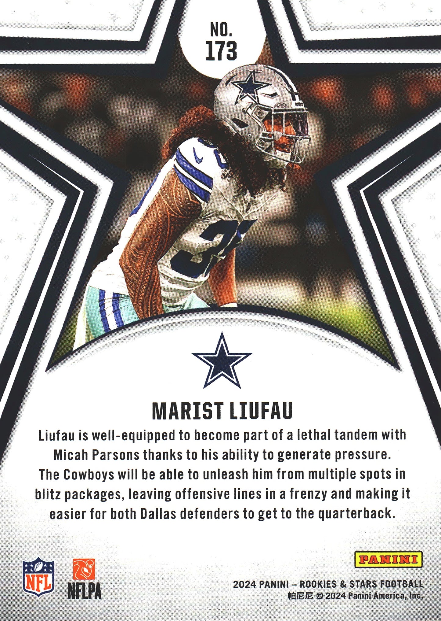 2024 Panini Rookie & Stars Marist Liufau RC #173 Dallas Cowboys