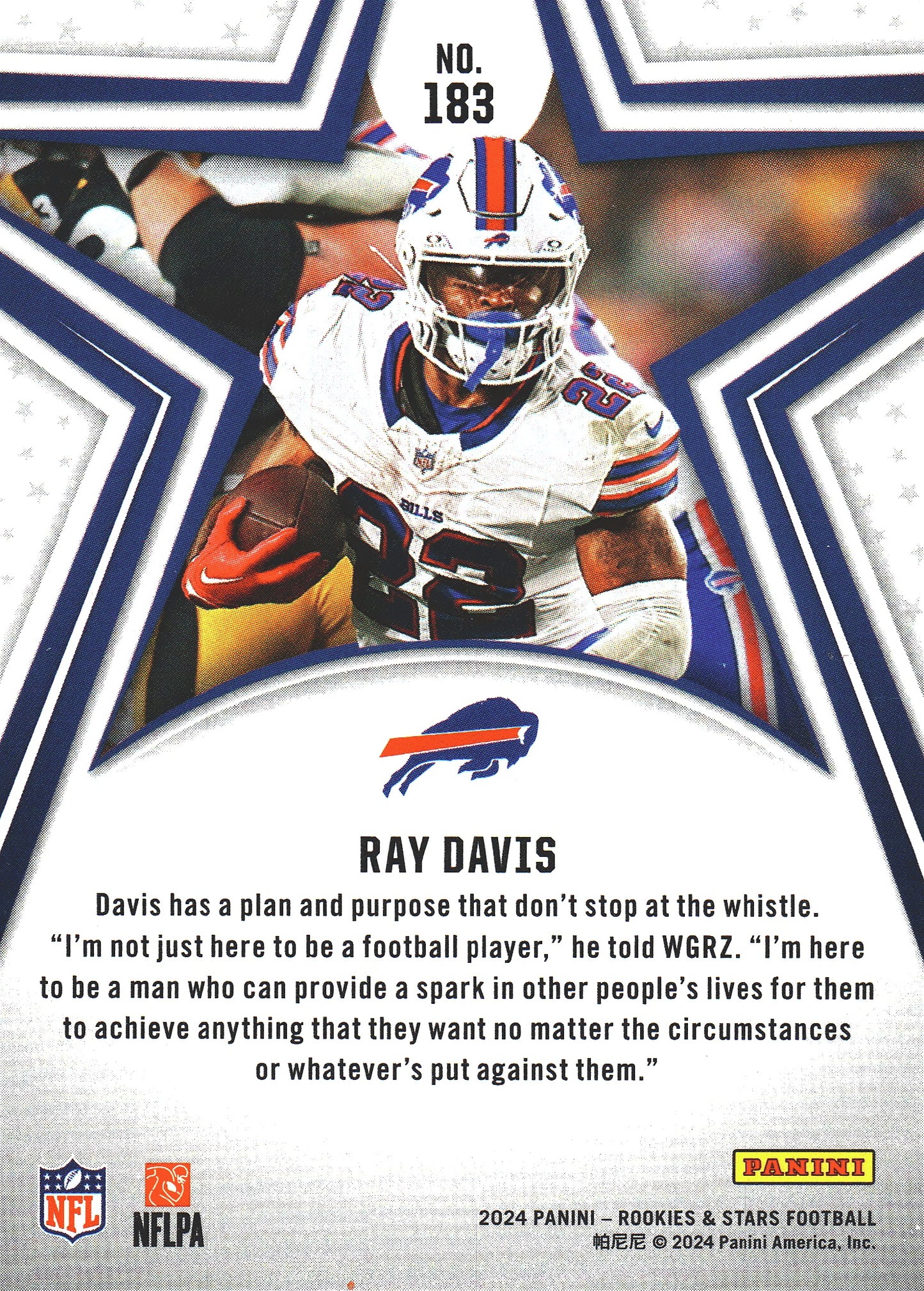 2024 Panini Rookie & Stars Ray Davis RC #183 Buffalo Bills