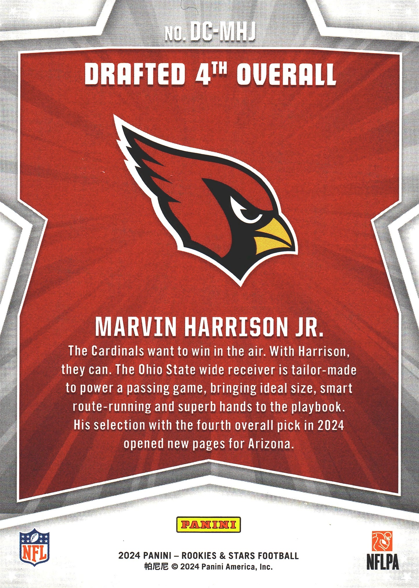 2024 Panini Rookie & Stars Draft Class Marvin Harrison Jr. #DC-MHJ Arizona Cardinals