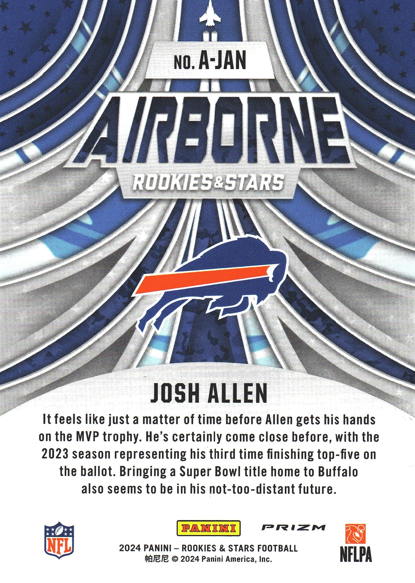 2024 Panini Rookie & Stars Airborne Holo Josh Allen #A-JAN Buffalo Bills