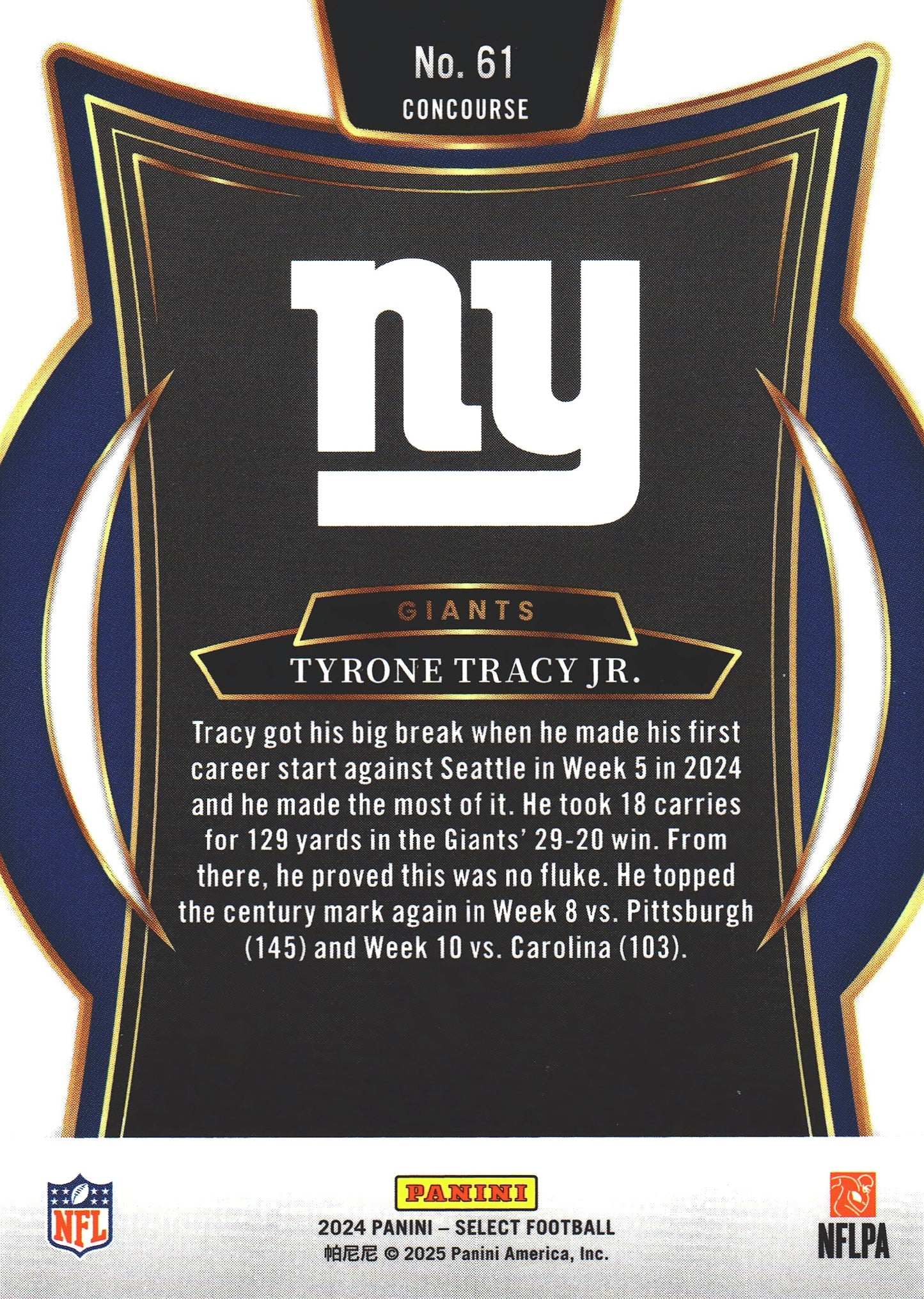 2024 Panini Select Tyrone Tracy Jr. RC #61 New York Giants