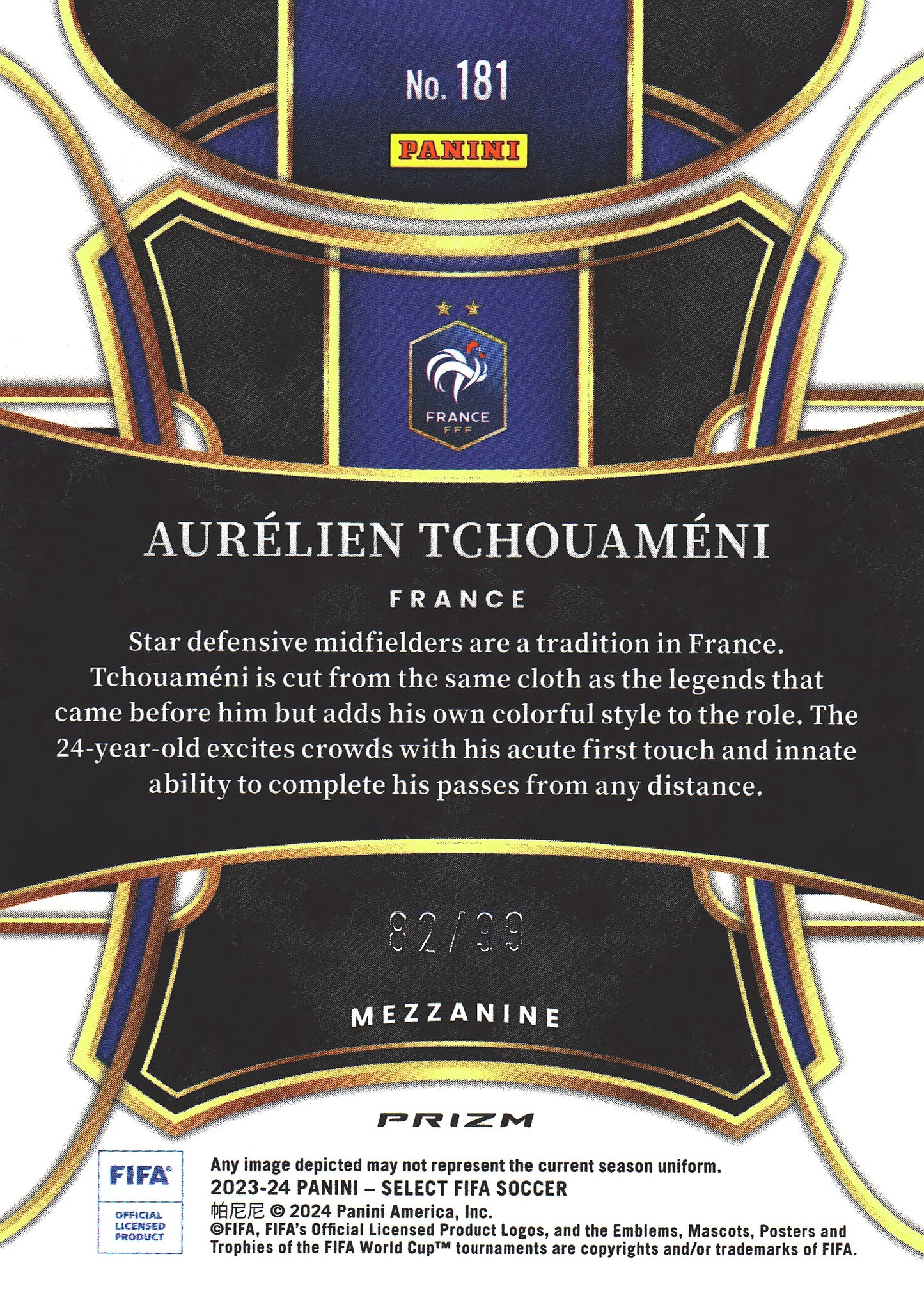 2024 Panini Select FIFA Aurelien Tchouameni Winter Camo /99 #181 France