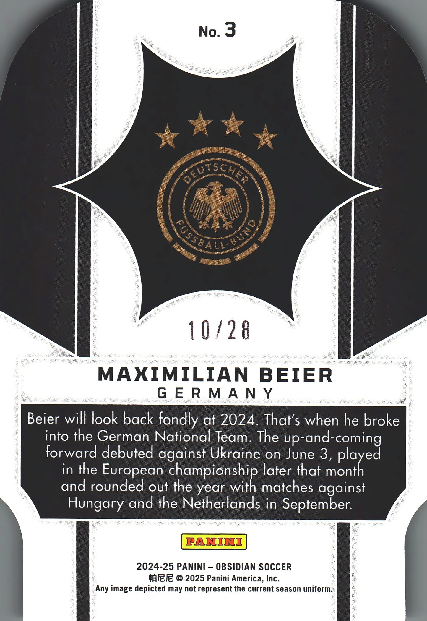 2024 Panini Obsidian Supernova Maximilian Beier RC /28 #3 Allemagne