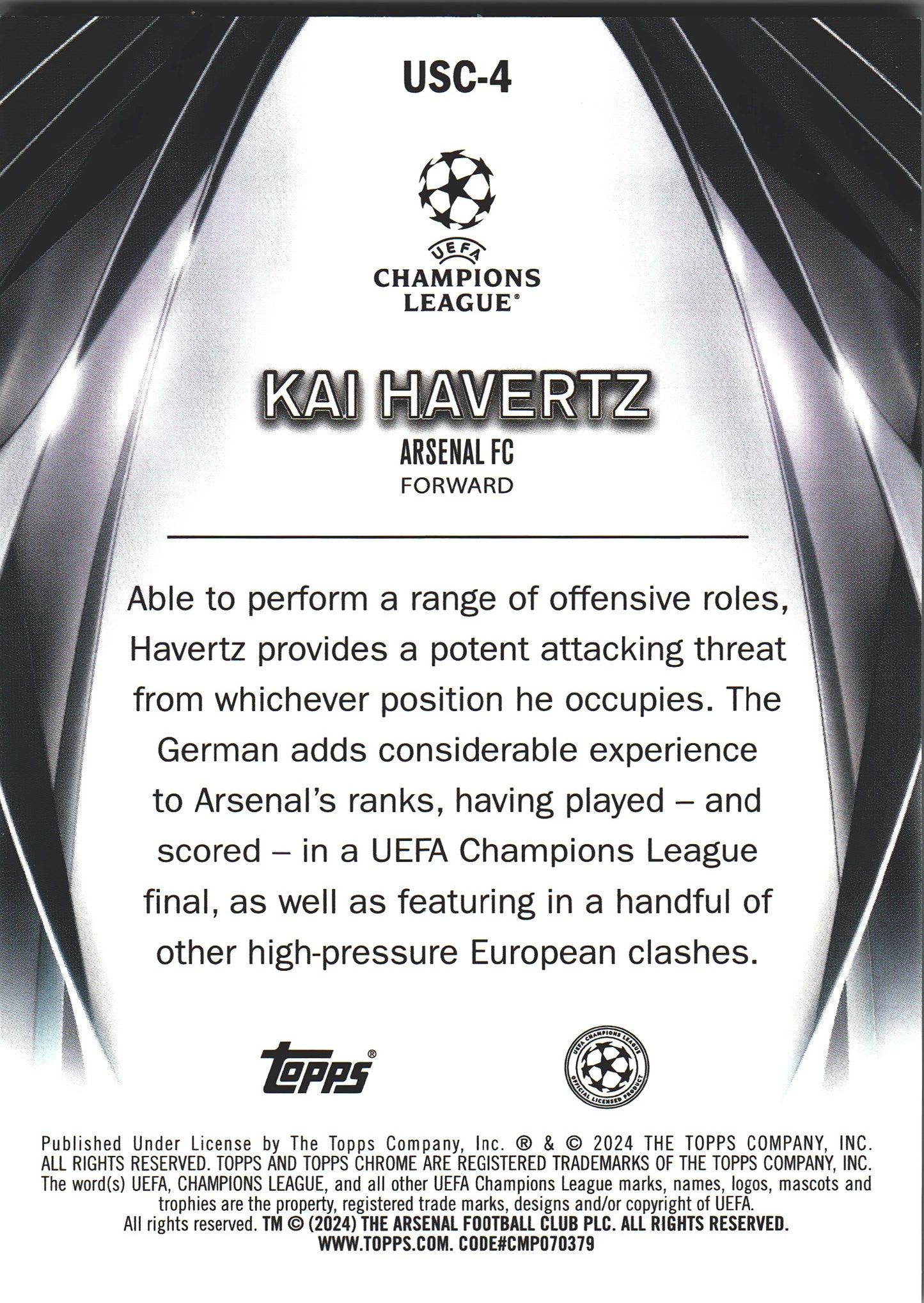 2023 Topps UCC Kai Havertz Ultimate Stage Purple /75 #USC-4 Arsenal