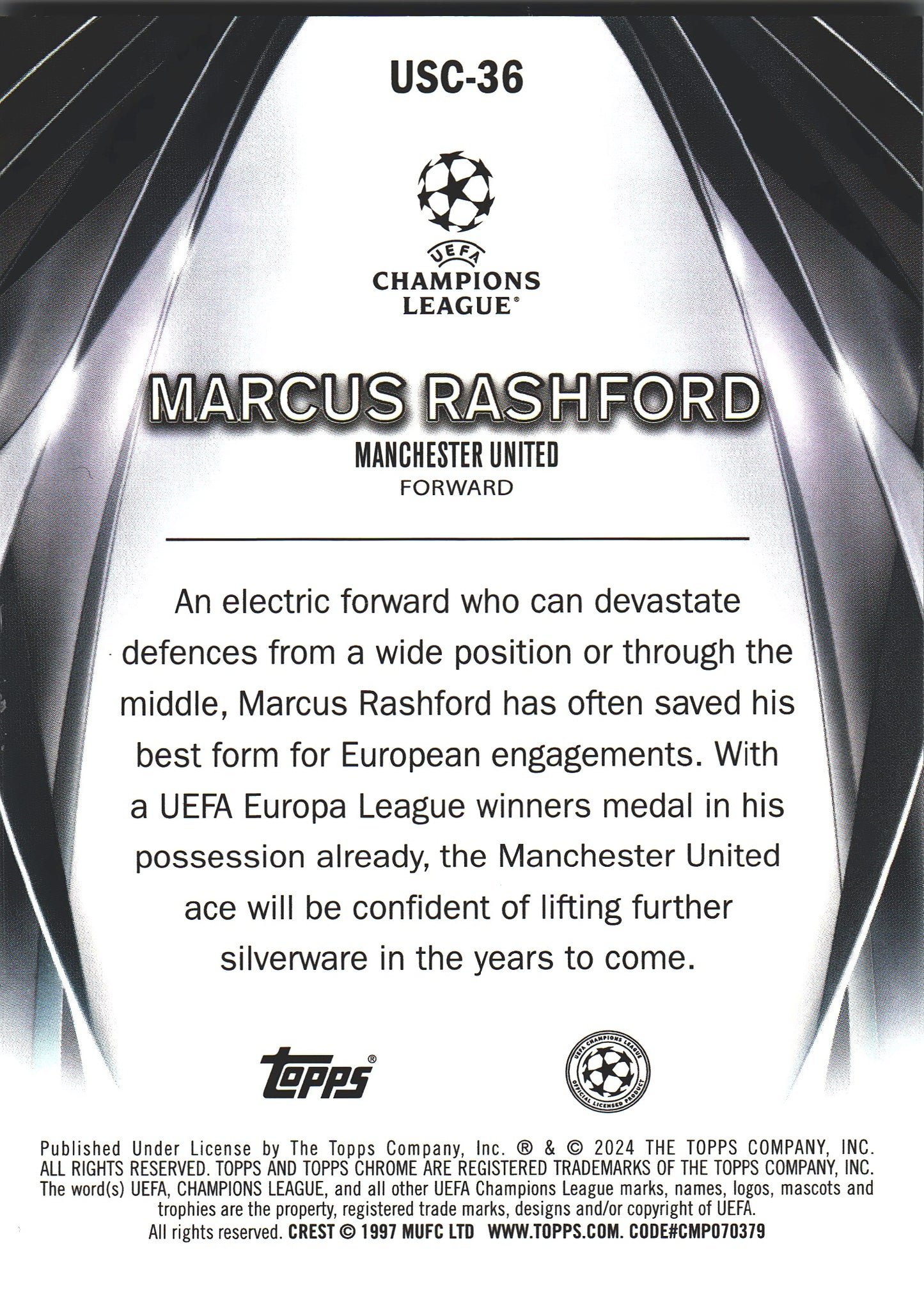 2023 Topps UCC Marcus Rashford Ultimate Stage Green /99 #USC-26 Manchester United