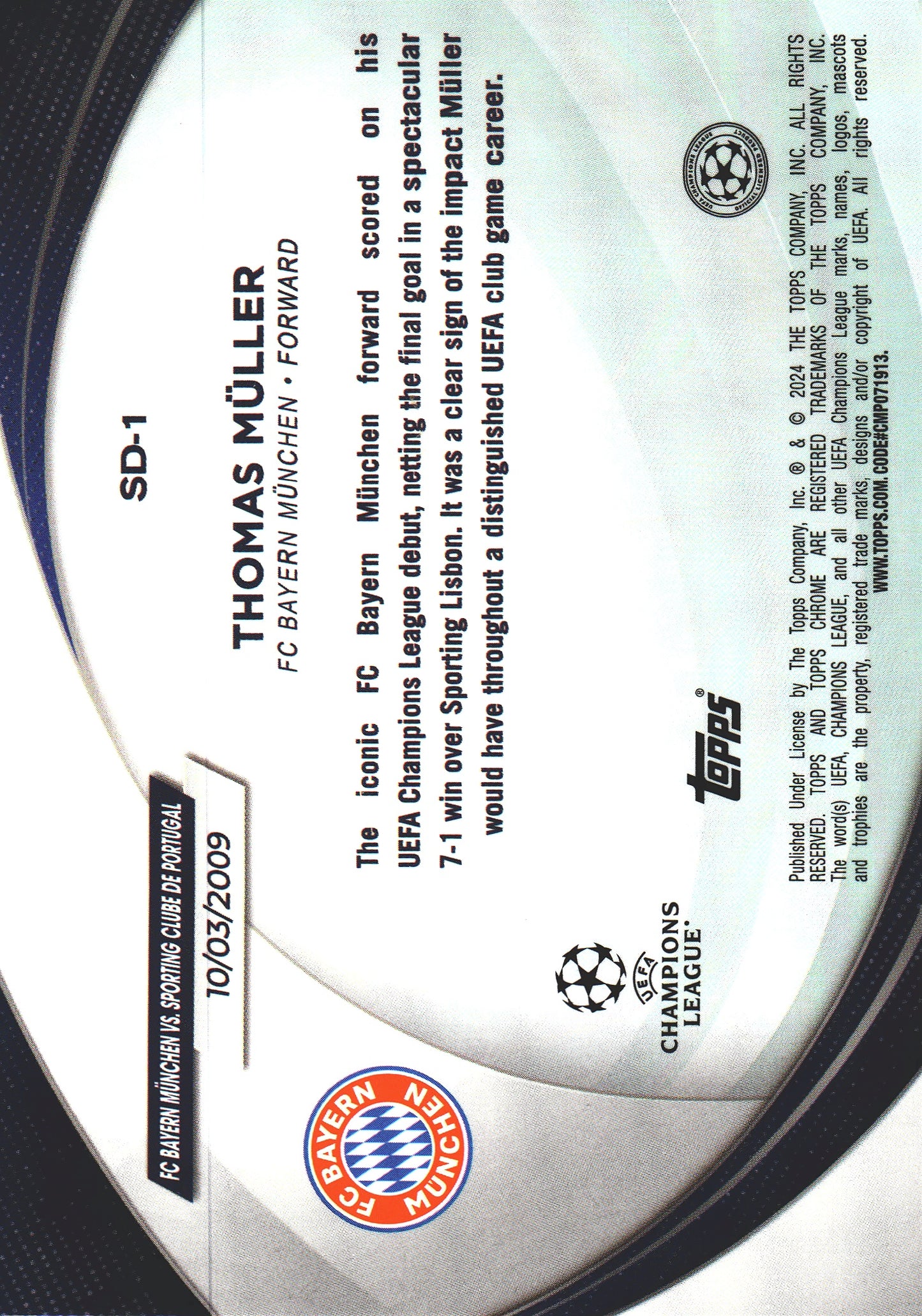 2023 Topps Chrome UCC Thomas Muller Starball Debut #SD-1 FC Bayern Munchen