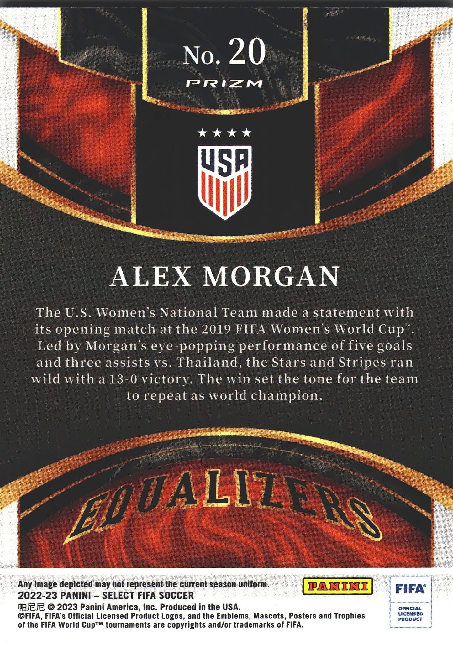 2022 Panini Select FIFA Alex Morgan Equalizers #20 USA