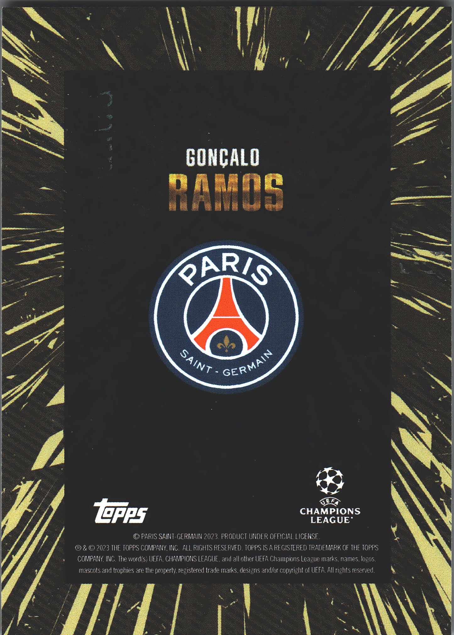 2023 Topps Gold x Whip UCC Goncalo Ramos Paris Saint Germain