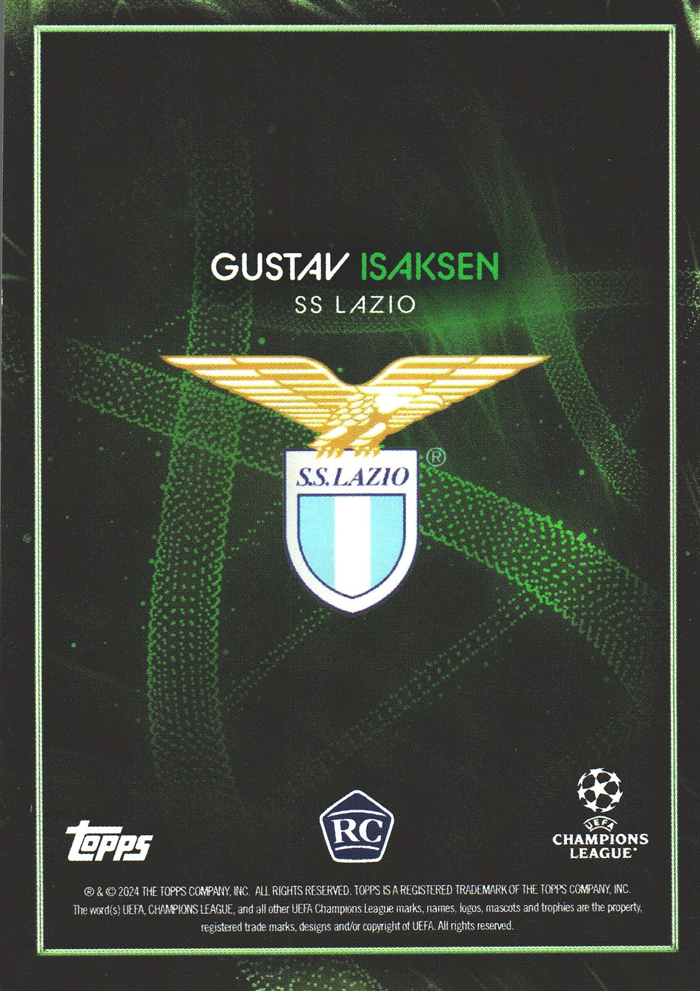 2023 Topps Knockout UCC Gustav Isaksen RC /99 Lazio Rome