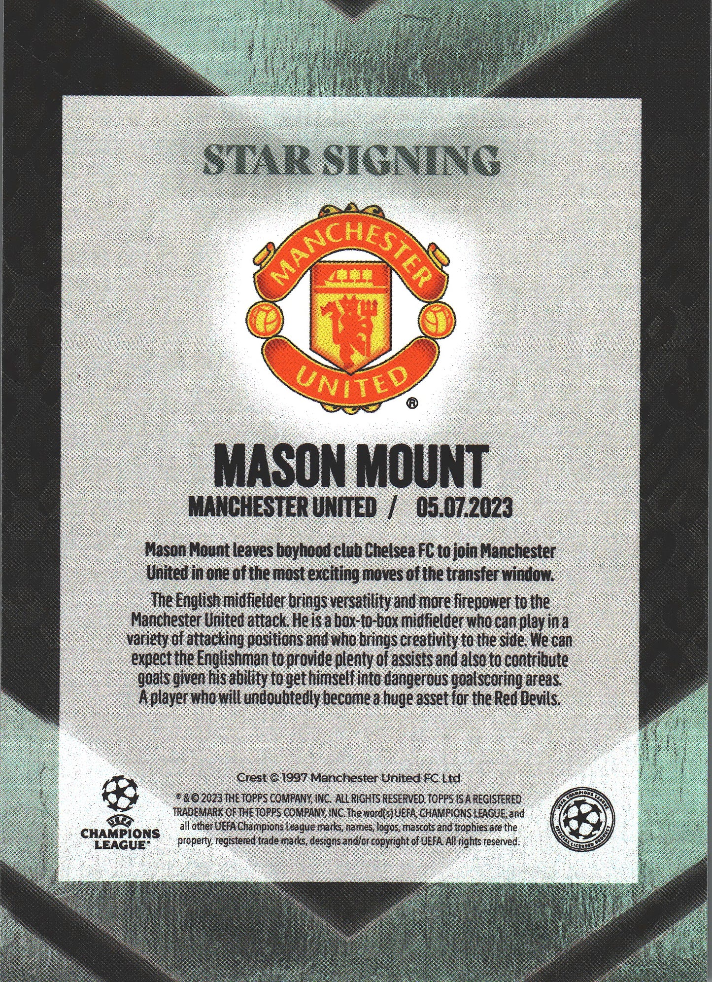 2023 Topps UCC Summer Signings Mason Mount Star Signings Manchester United