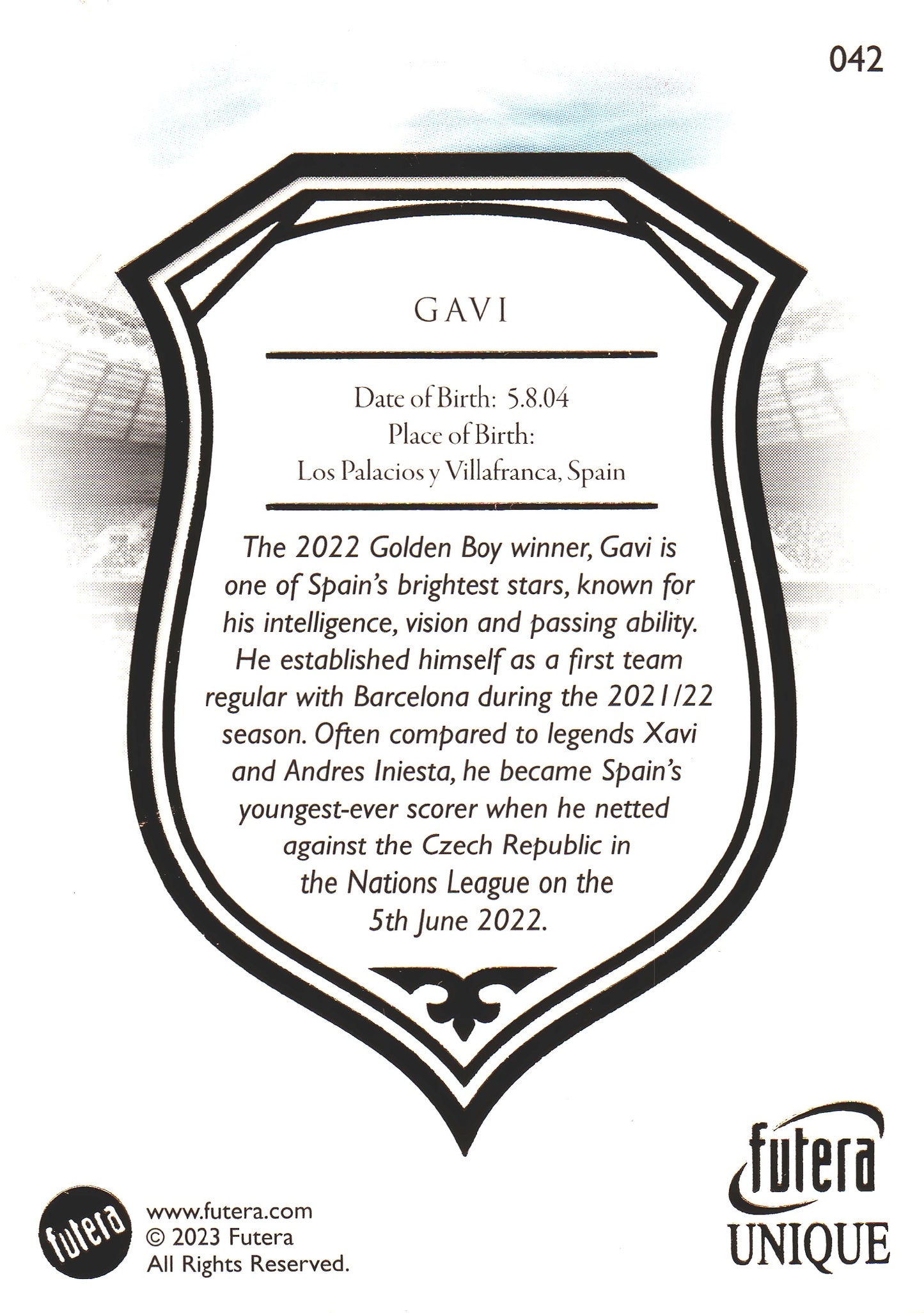 2023 Futera Unique Gavi #42 Espagne