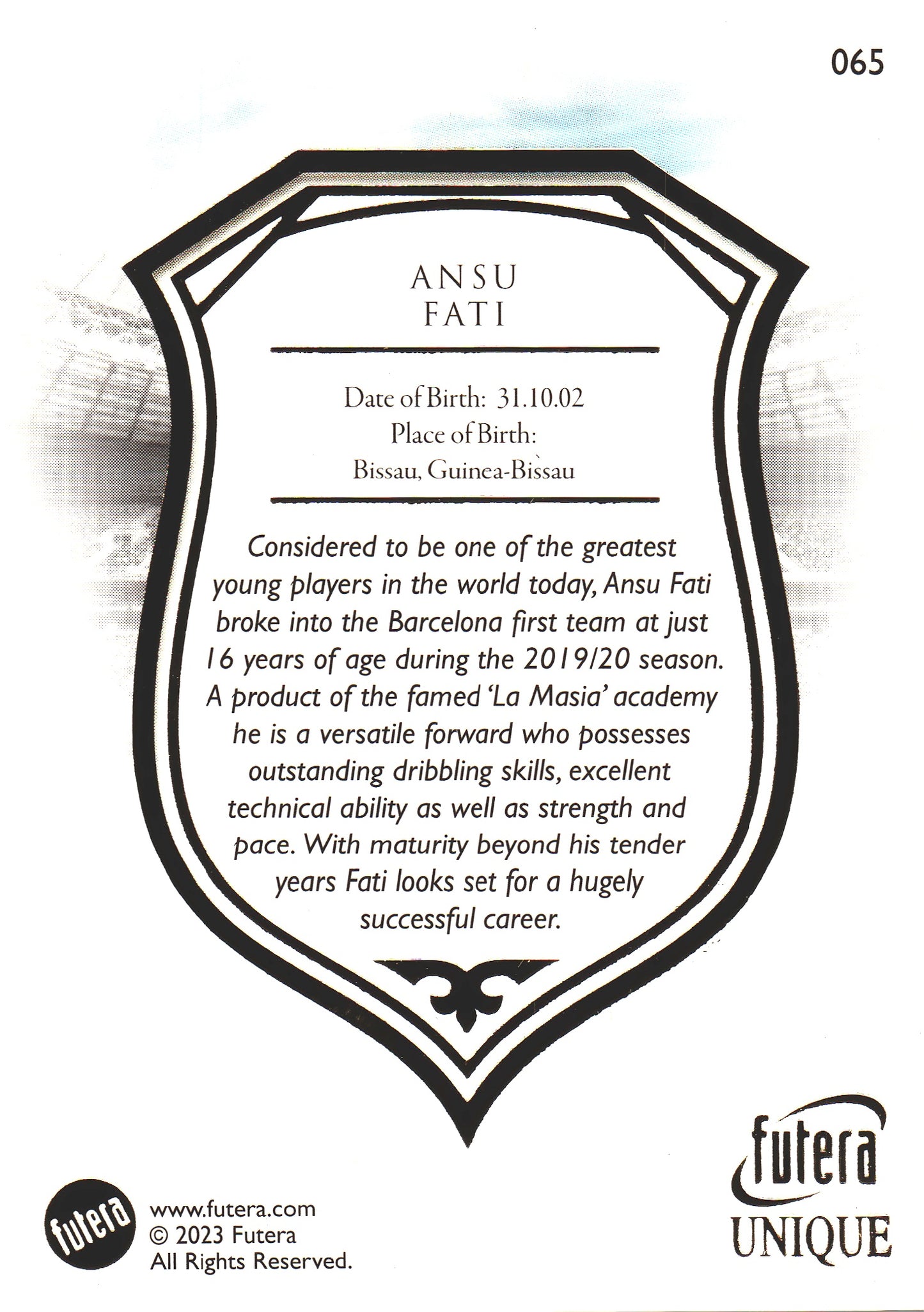 2023 Futera Unique Ansu Fati #65 Espagne