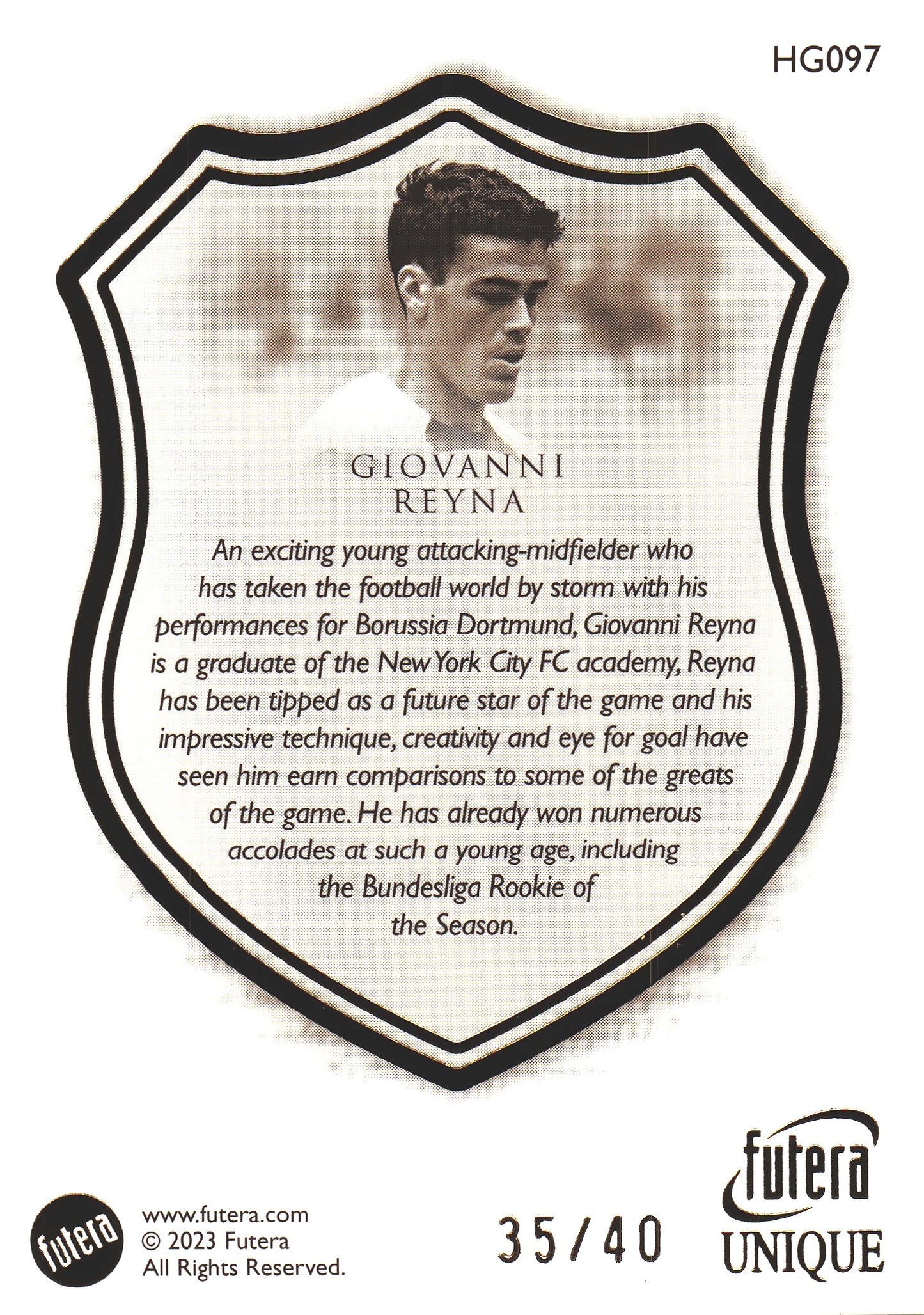 2023 Futera Unique Giovanni Reyna Heritage Gold /40 #HG097 USA