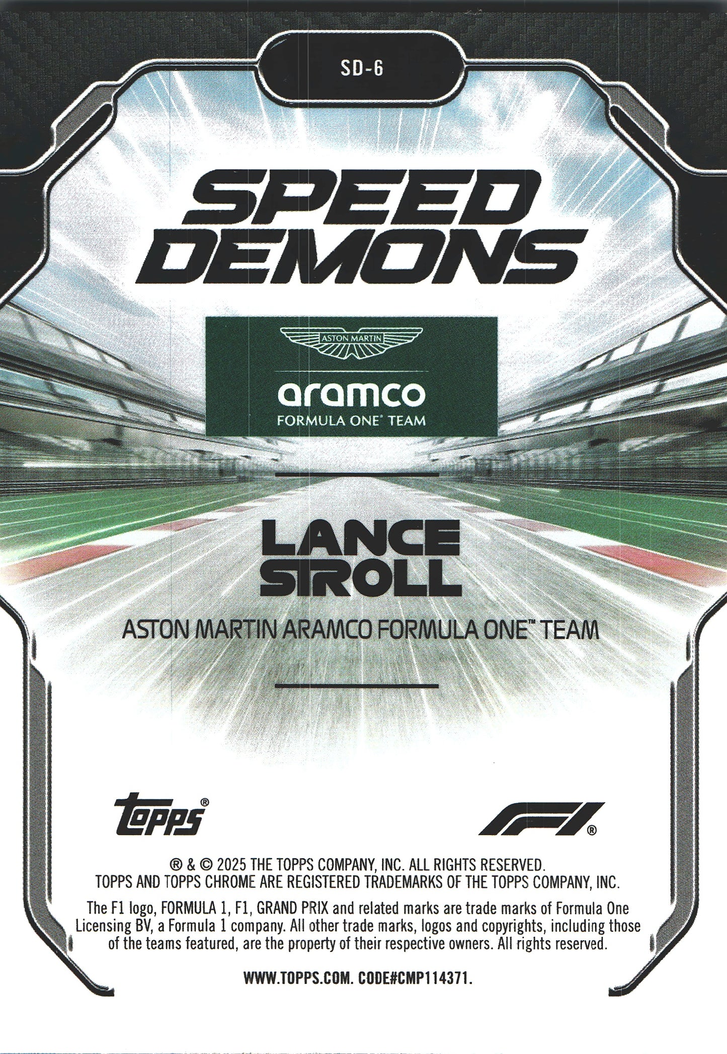 2025 Topps Chrome Formula 1 Speed Demons Lance Stroll #SD-6 Aston Martin