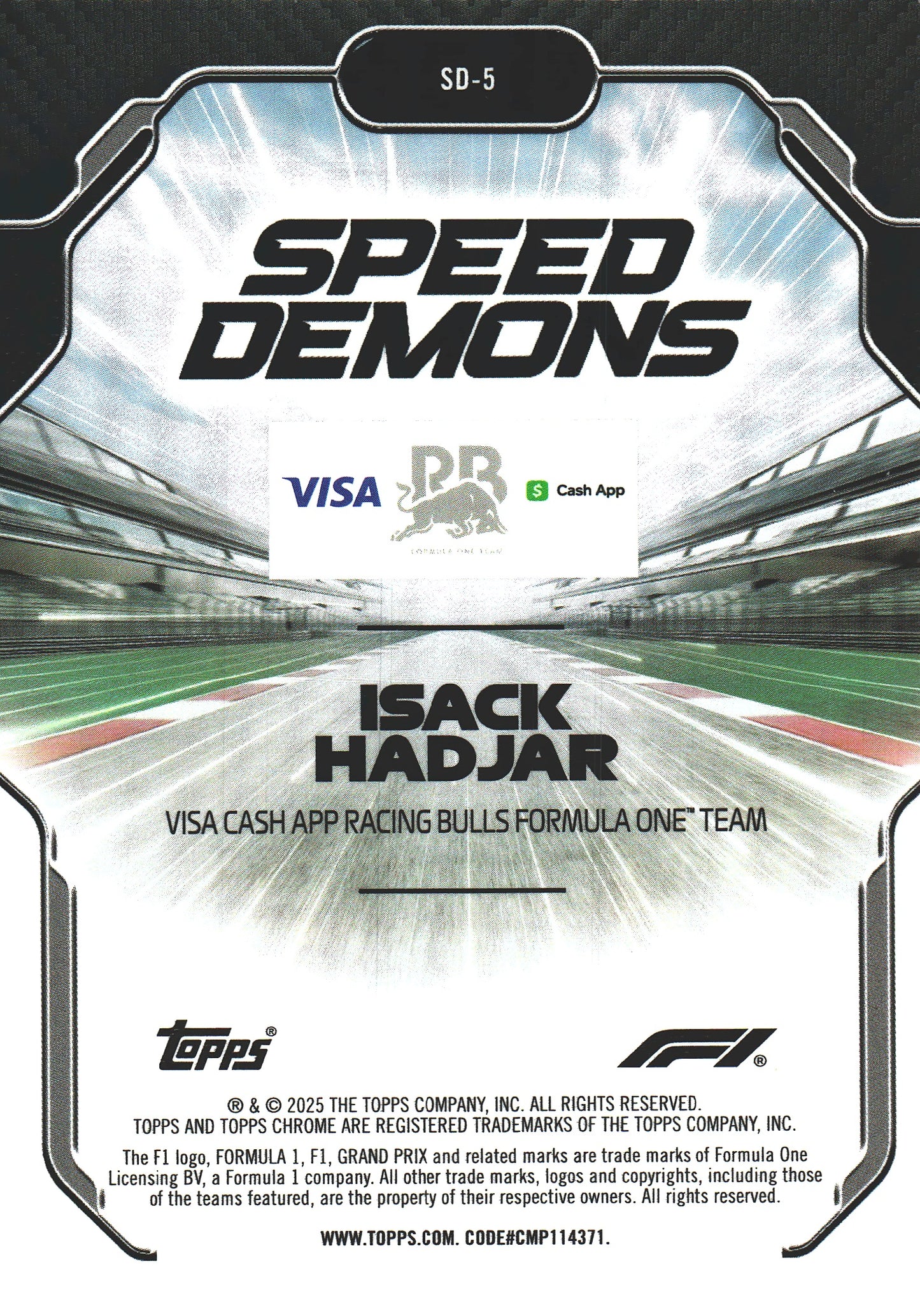 2025 Topps Chrome Formula 1 Speed Demons Isack Hadjar #SD-5 Visa Cash App RB