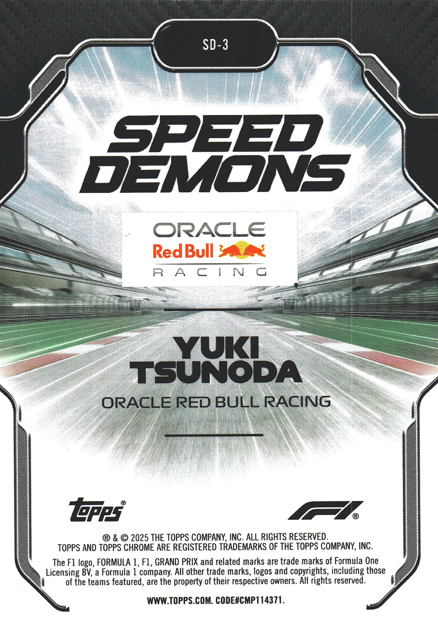 2025 Topps Chrome Formula 1 Speed Demons Yuki Tsunoda #SD-3 Red Bull