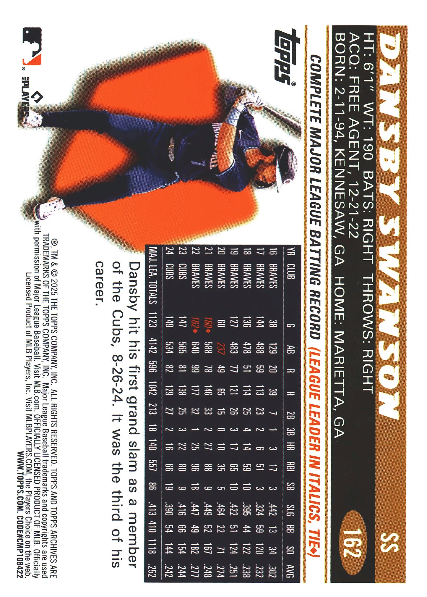 2025 Topps Archives Pink Dansby Swanson #162 Chicago Cubs