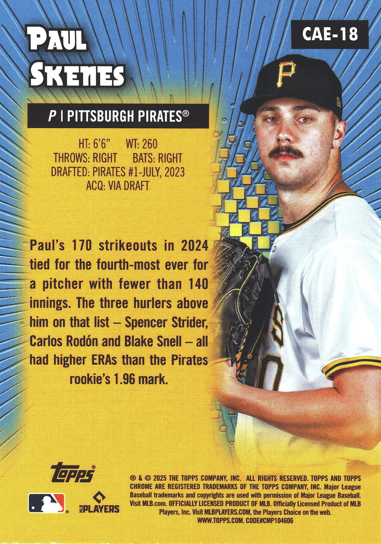 2025 Topps Chrome All-Etch Paul Skenes #CAE-18 Pittsburgh Pirates