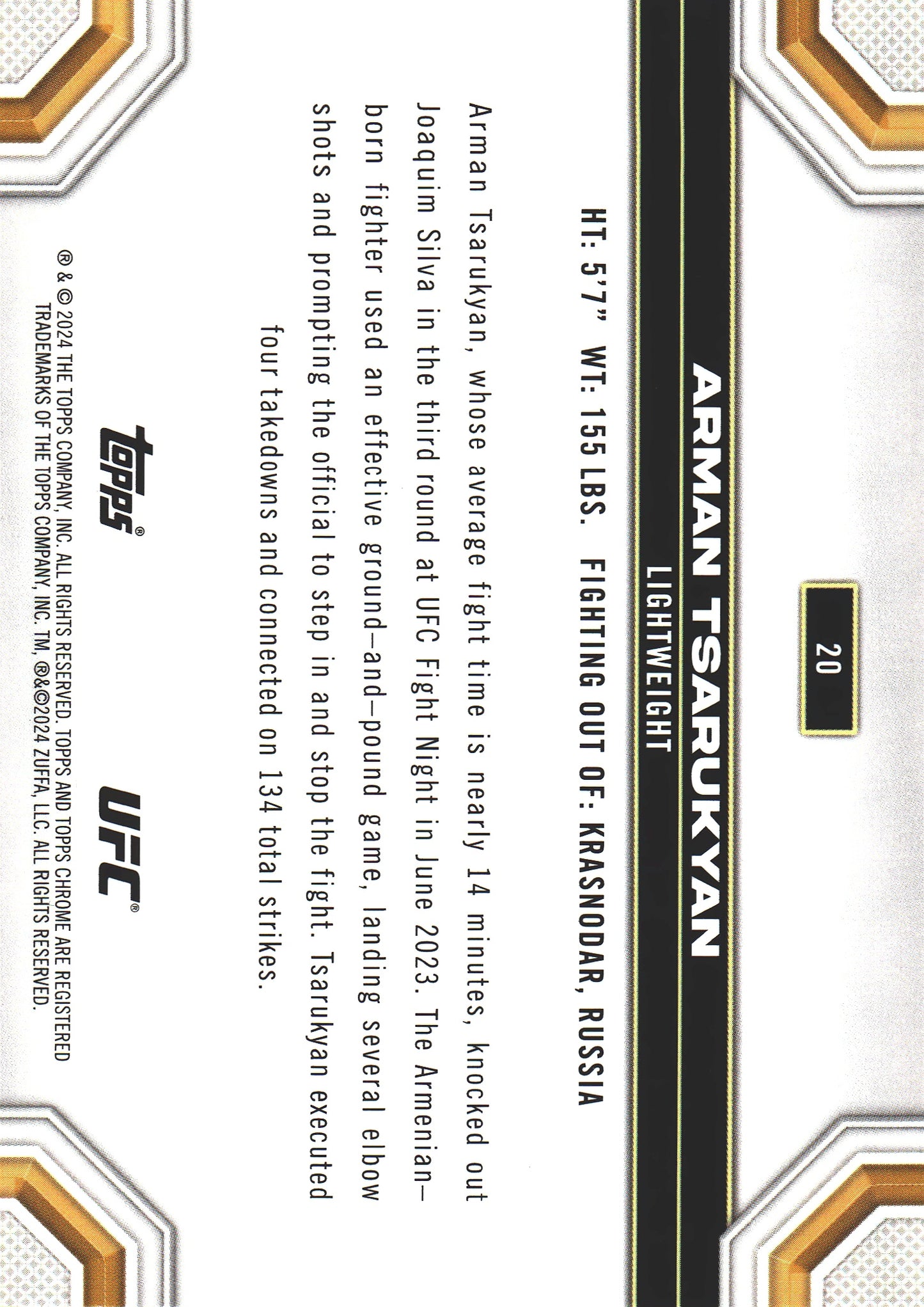 2024 Topps Chrome UFC X-Fractor Arman Tsarukyan #20