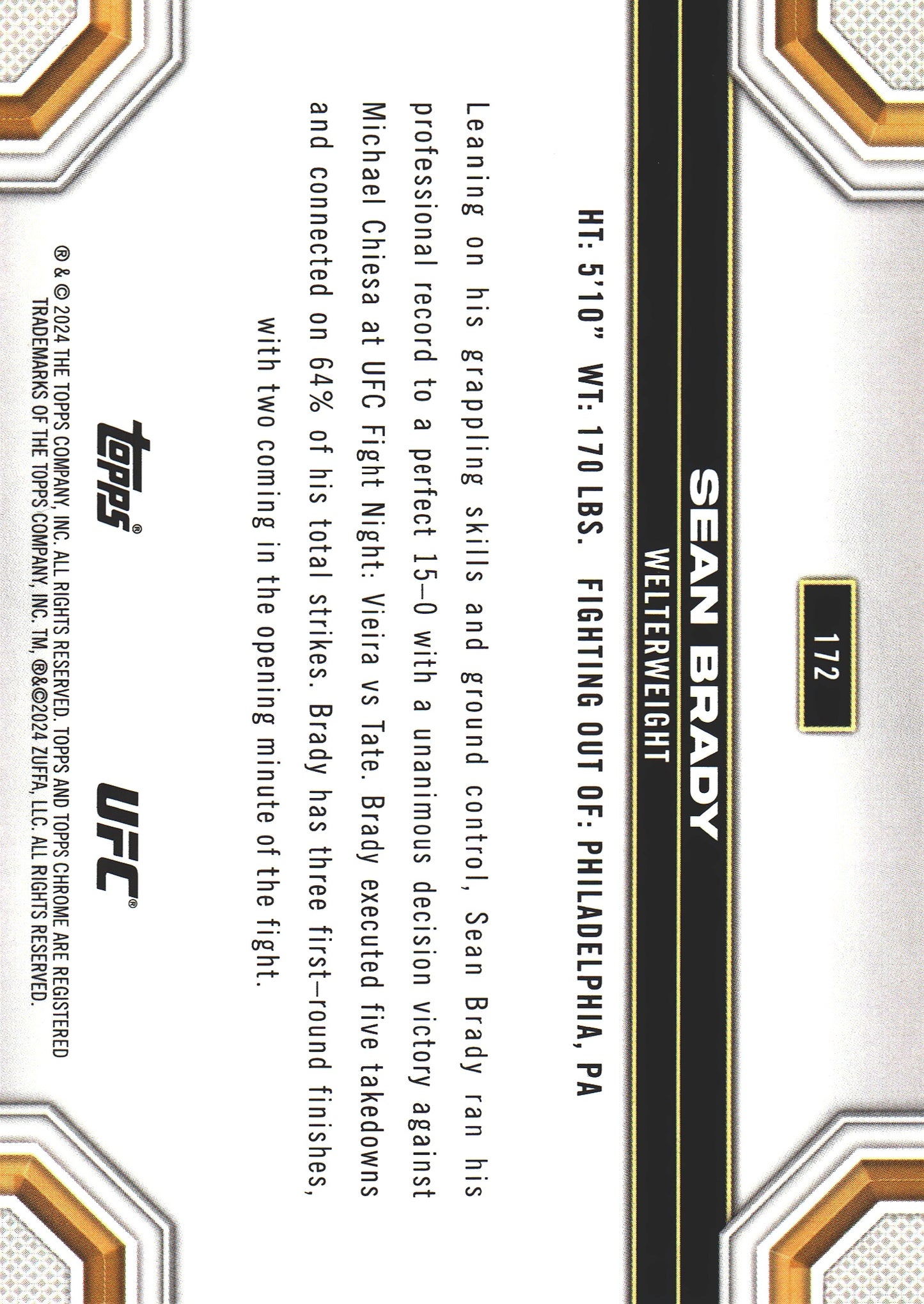 2024 Topps Chrome UFC X-Fractor Sean Brady #172