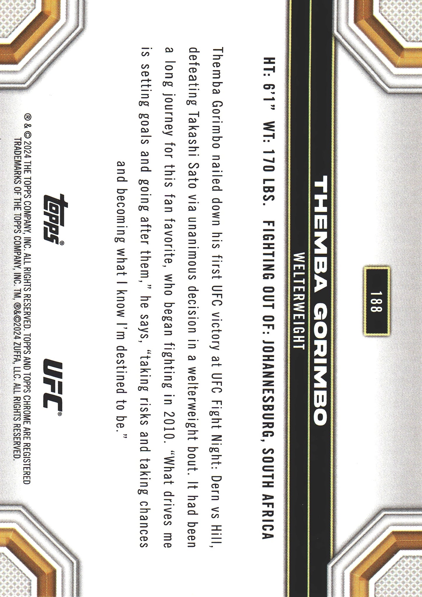 2024 Topps Chrome UFC X-Fractor Themba Gorimbo #188