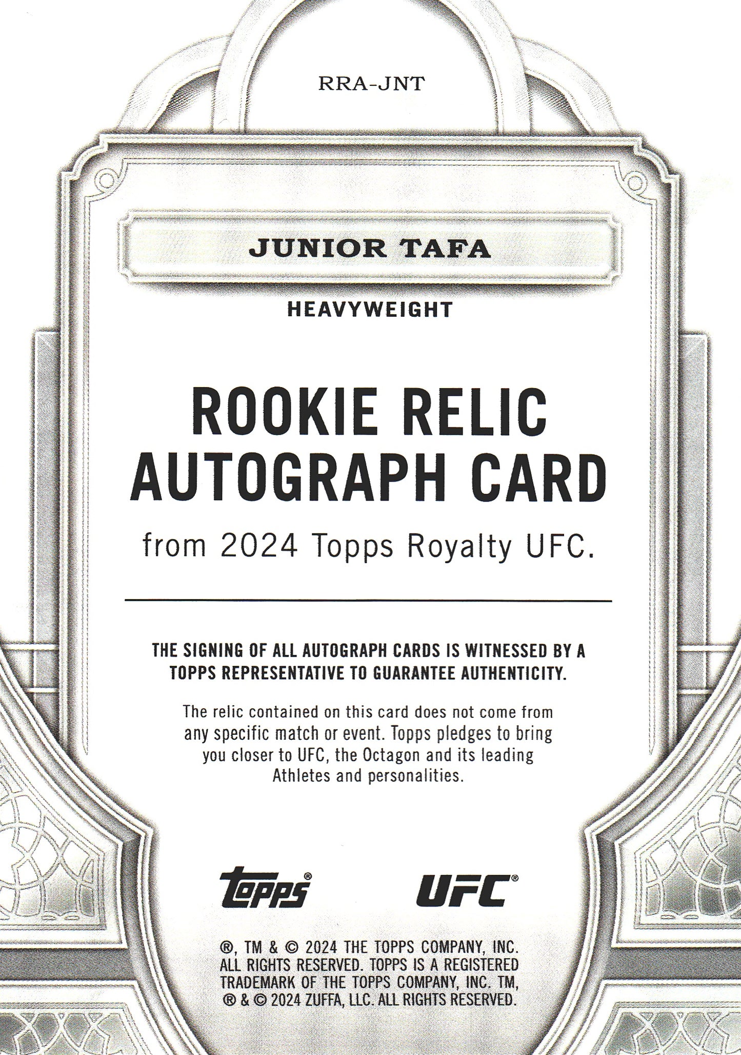 2024 Topps Royalty UFC Junior Tafa RC Relic Autograph /99 #RRA-JNT
