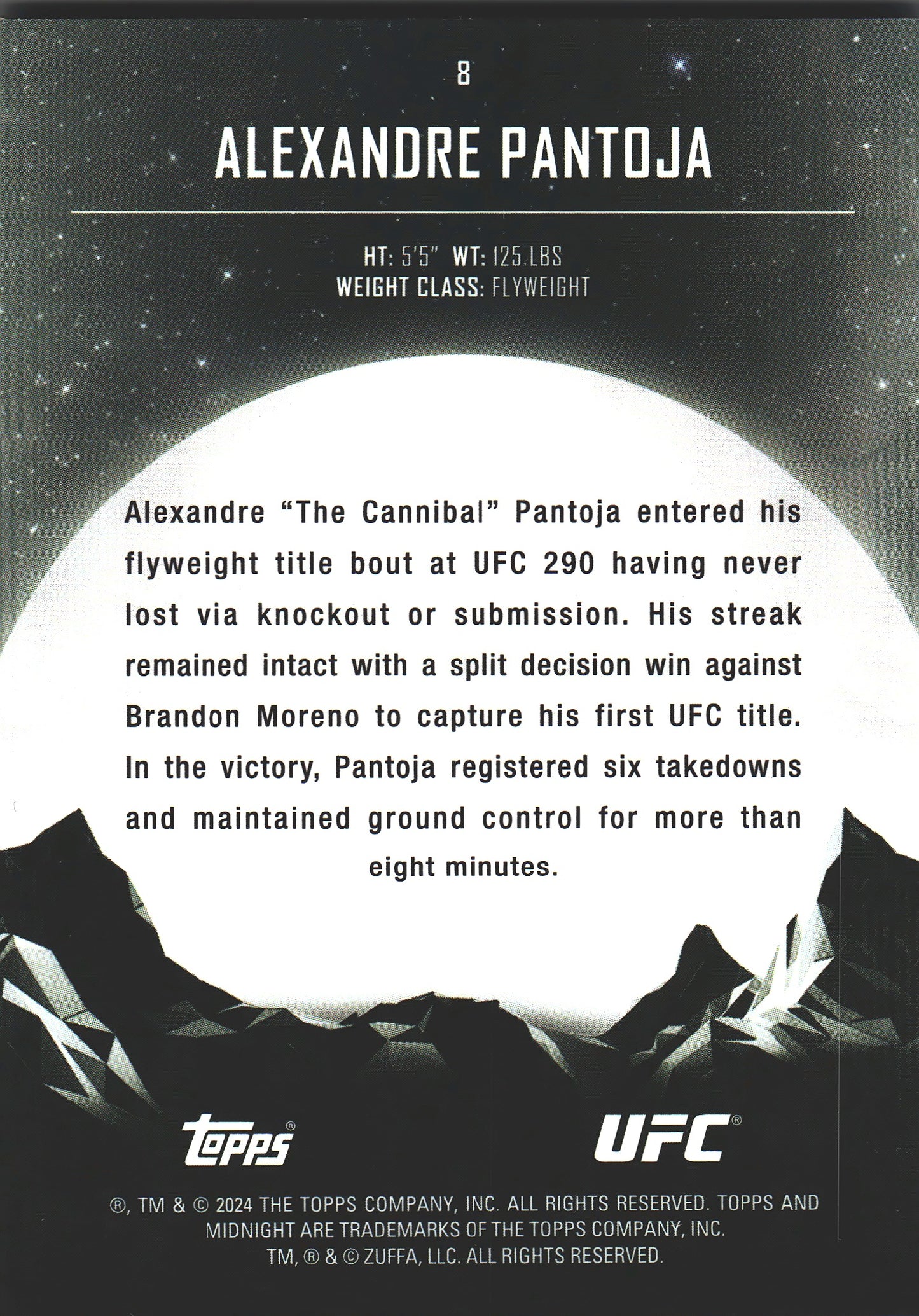 2024 Topps Midnight UFC Moonrise Alexandre Pantoja /25 #8