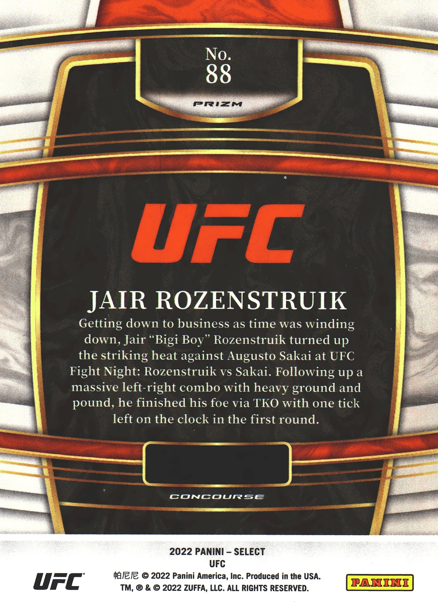 2022 Panini Select UFC Jair Rozenstruik Purple And Green #88
