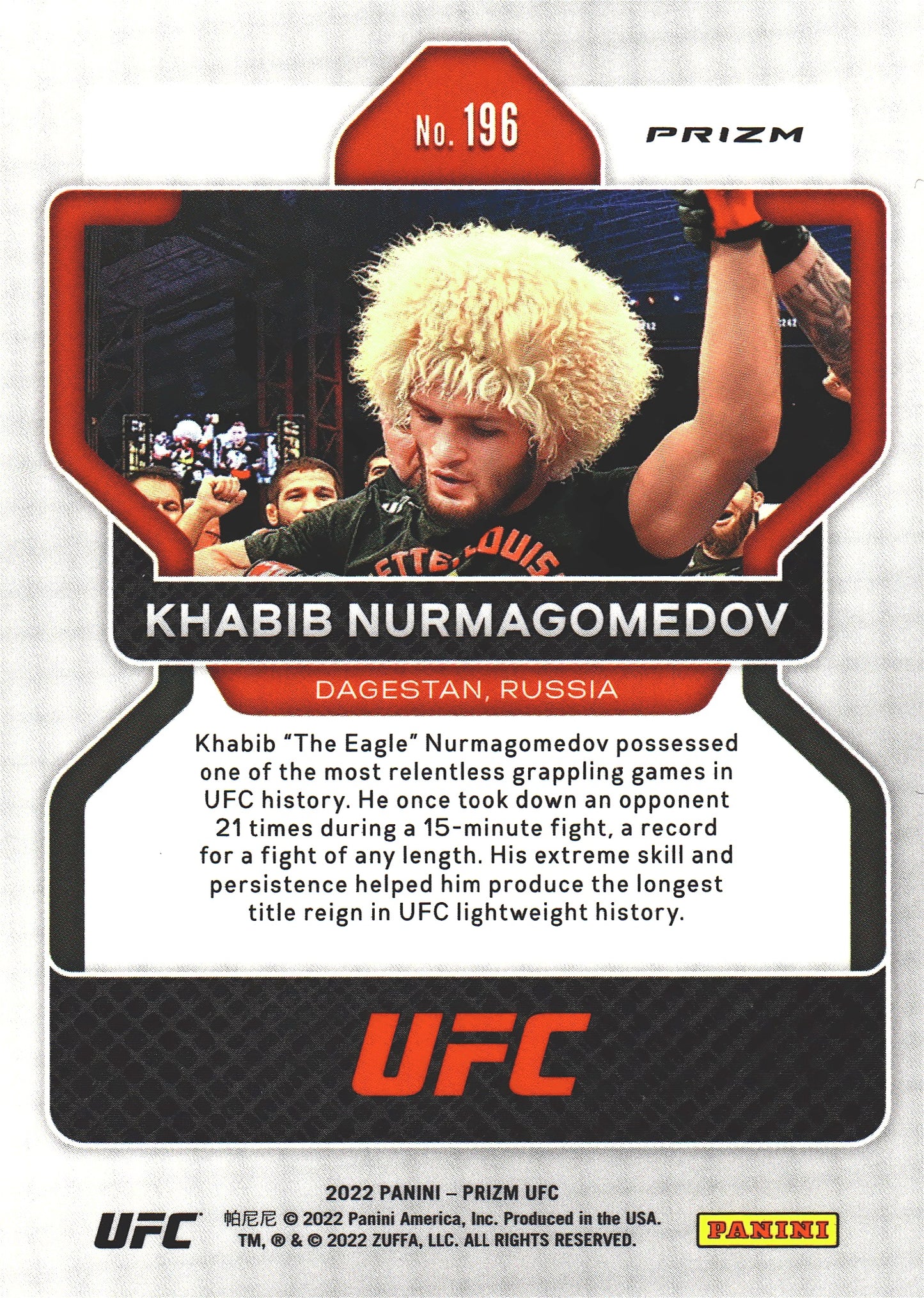 2022 Panini Prizm UFC Silver Khabib Nurmagomedov #196