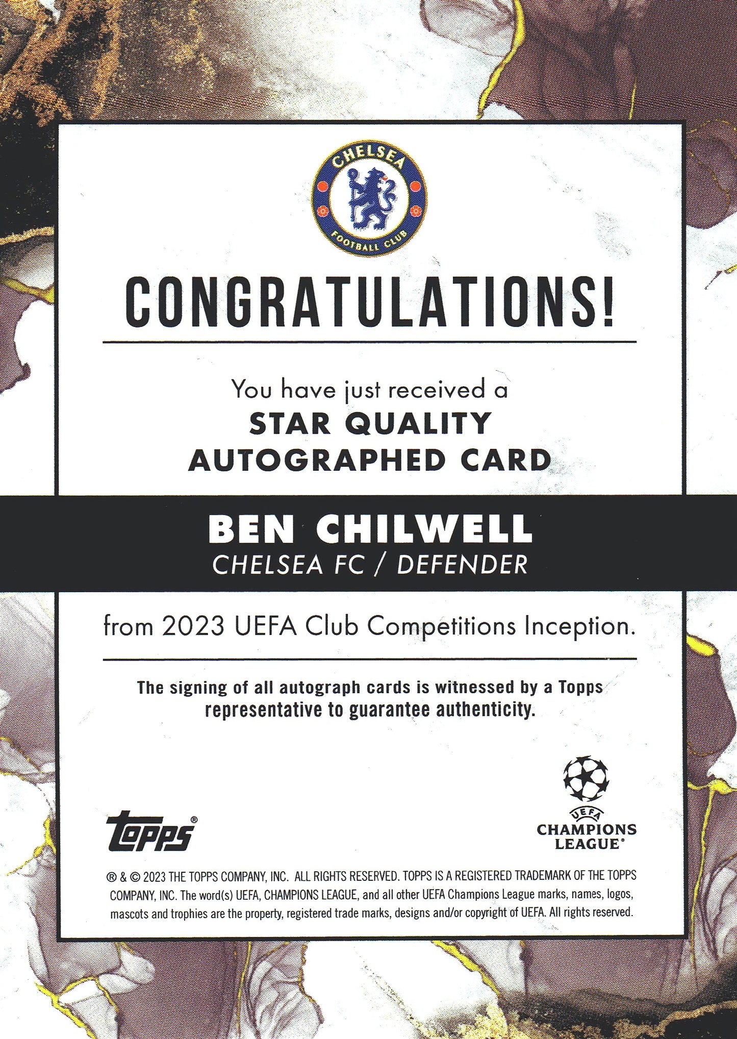 2023 Topps Inception Ben Chilwell Autograph Chelsea