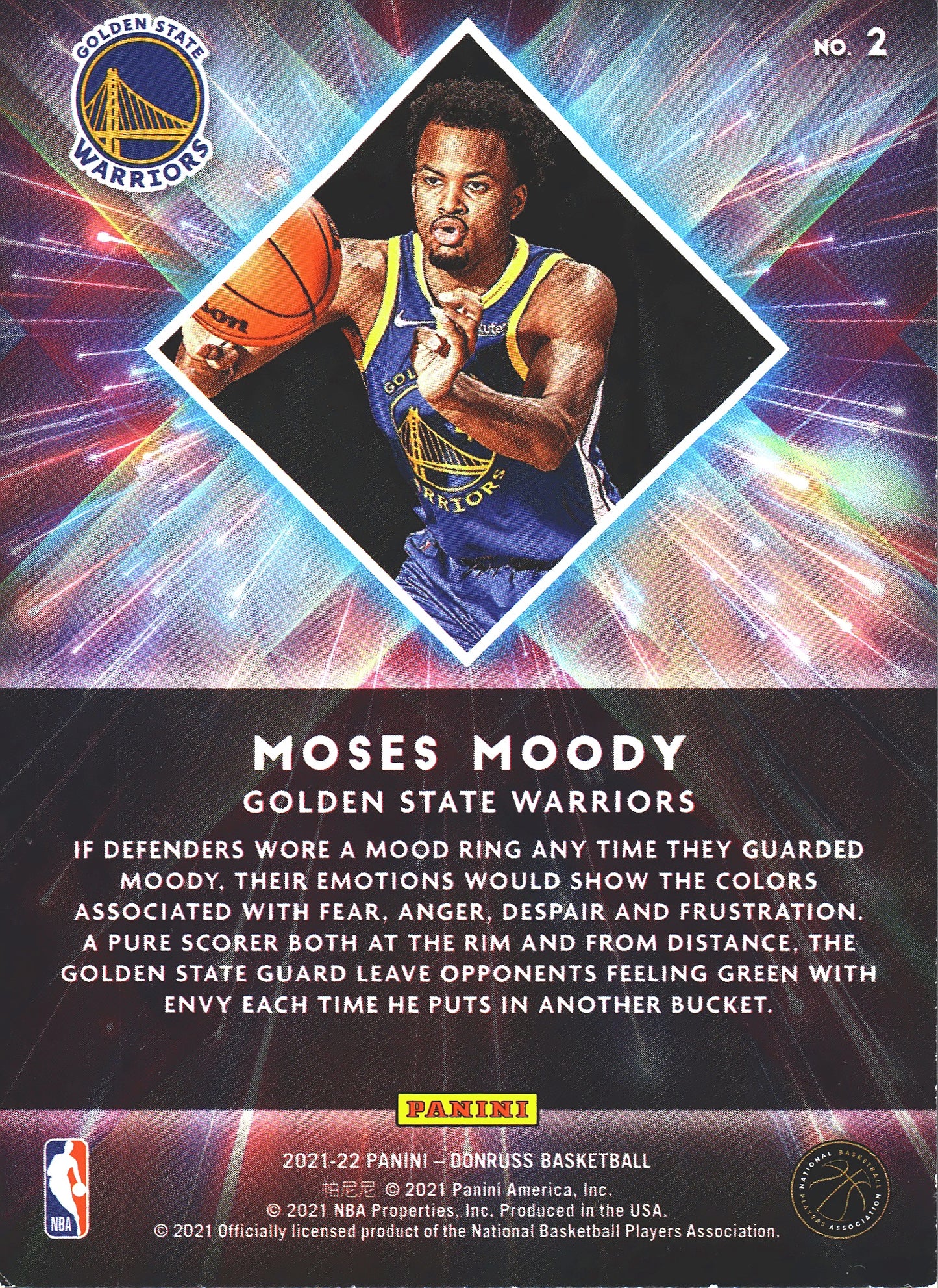 2021 Panini Donruss Great X-Pectations Moses Moody #2 Golden State Warriors