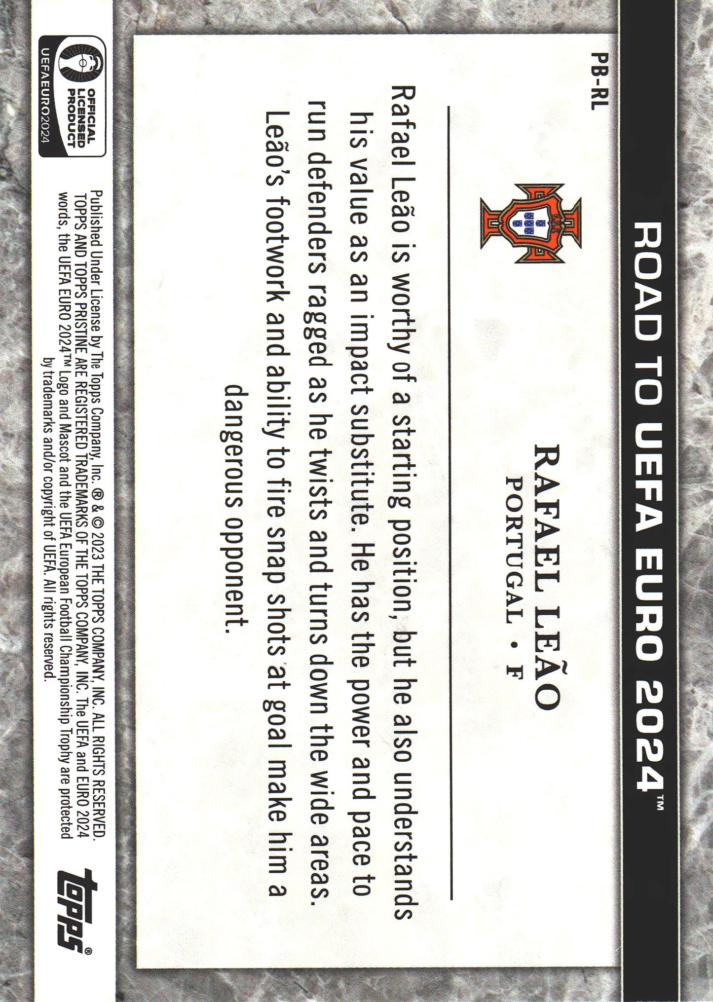 2023 Topps Pristine Road To Euro 2024 Pristine Borders Rafael Leao #PB-RL Portugal