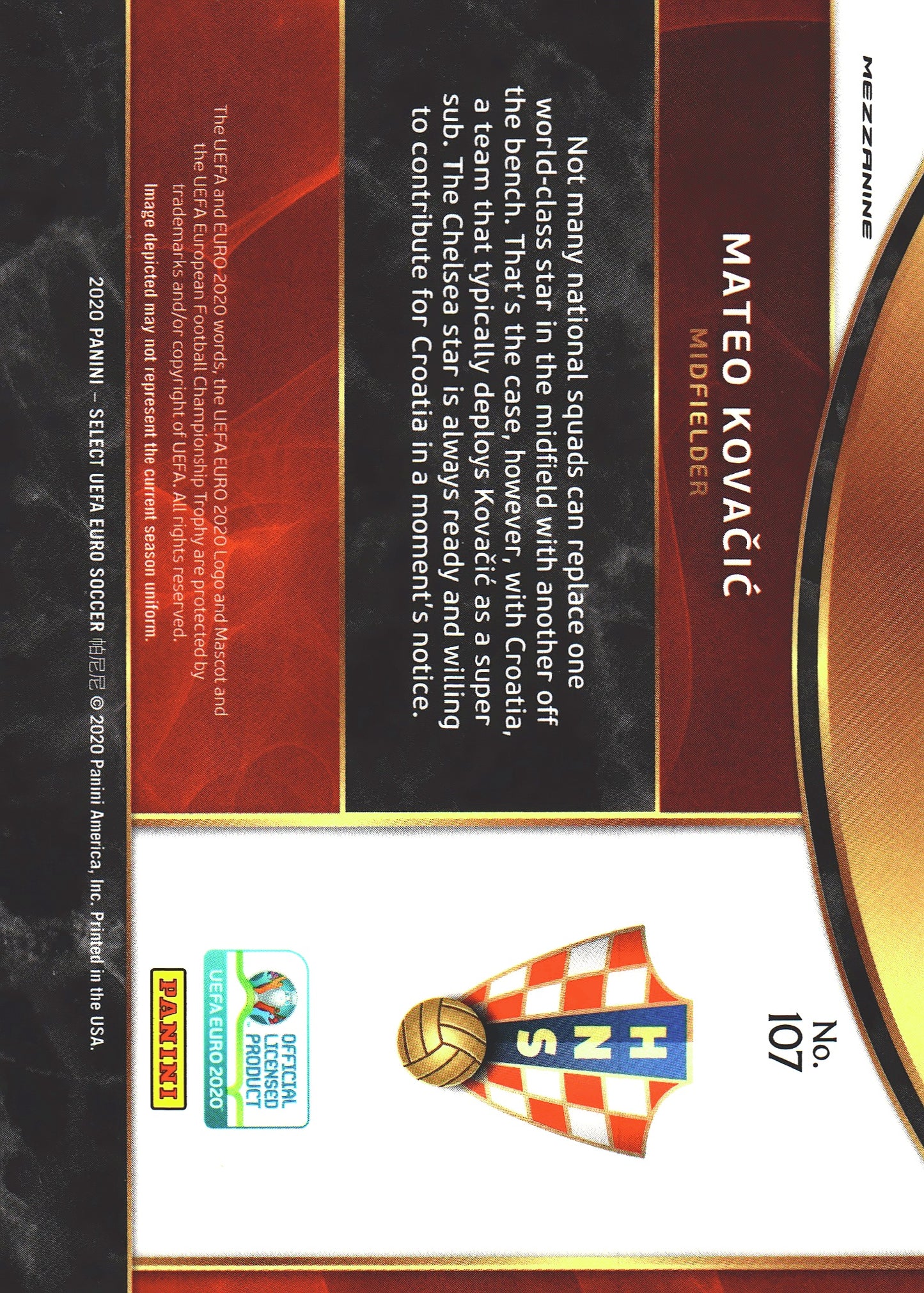 2020 Panini Select Euro 2020 Mateo Kovacic #107 Croatia