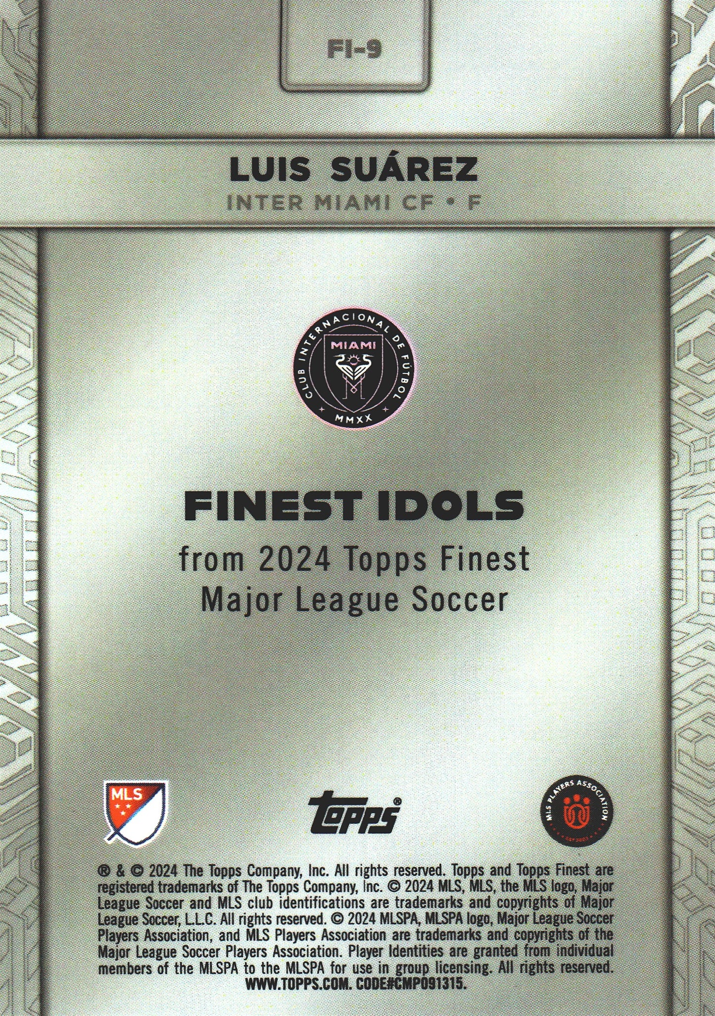 2024 Topps Finest MLS Finest Idols Silver Luis Suarez #FI-9 Inter Miami CF