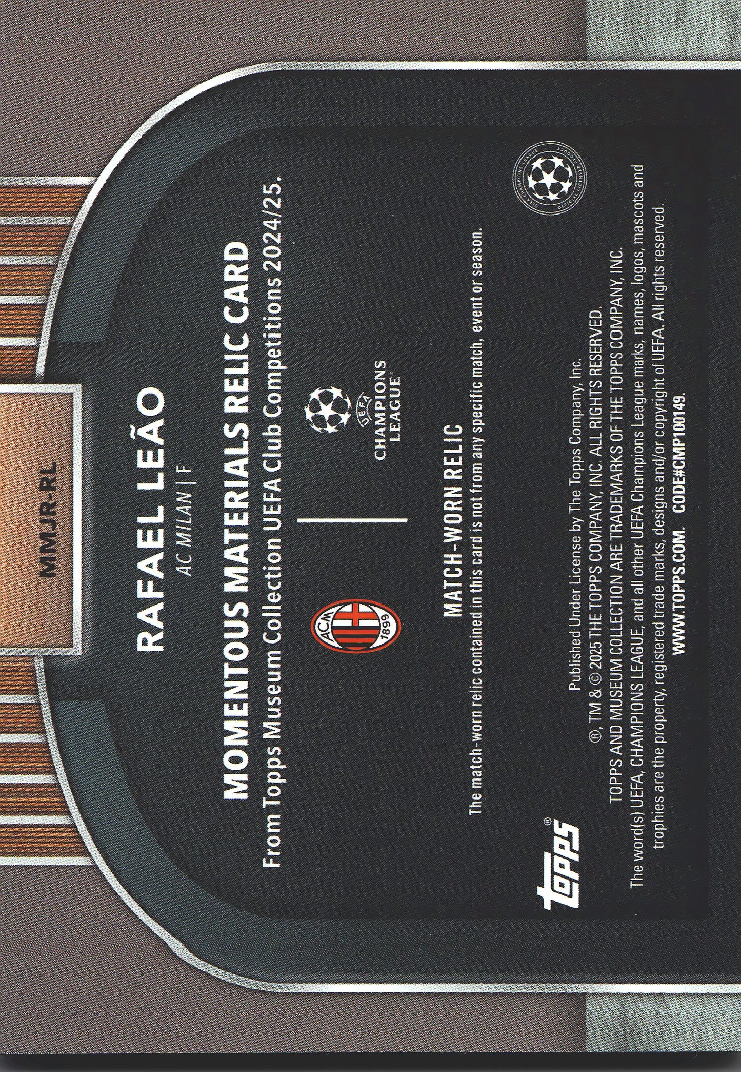 2024 Topps Museum UCC Momentous Patch Rafael Leao /150 #MMJR-RL AC Milan
