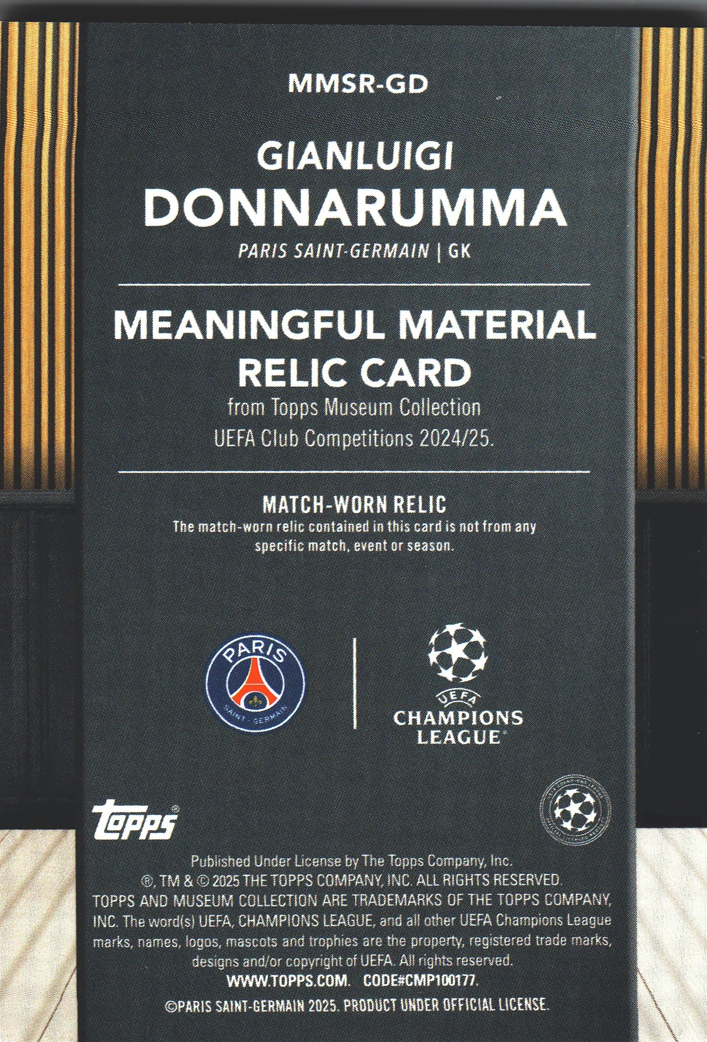 2024 Topps Museum UCC Gianluigi Donnarumma Patch /50 #MMSR-GD Paris SG