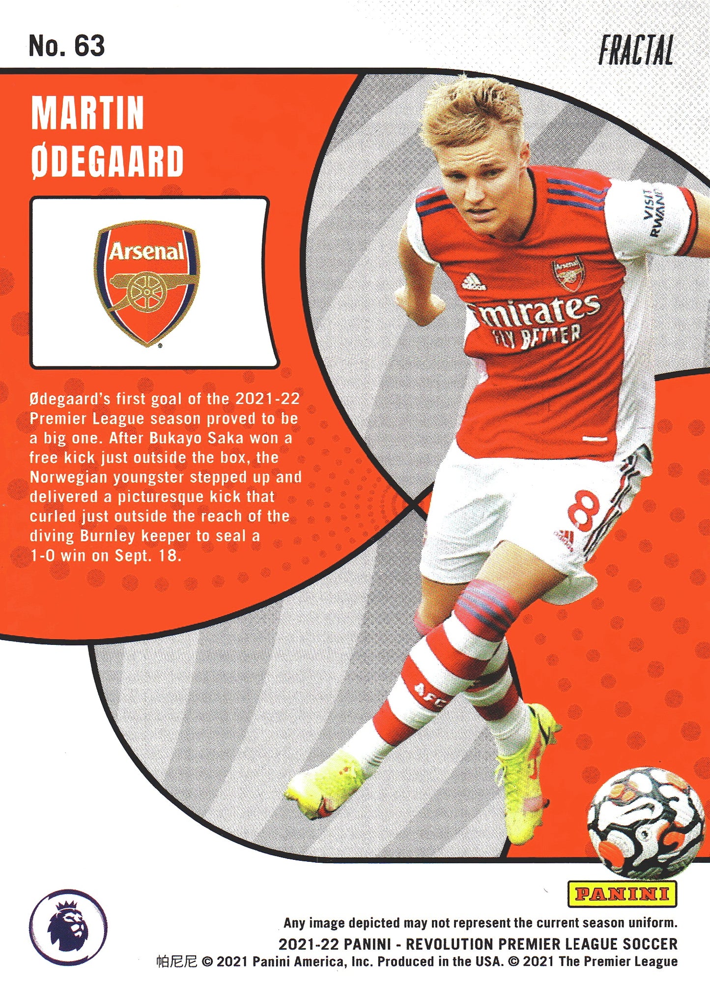 2021 Panini Revolution Fractal Red Martin Odegaard #63 Arsenal