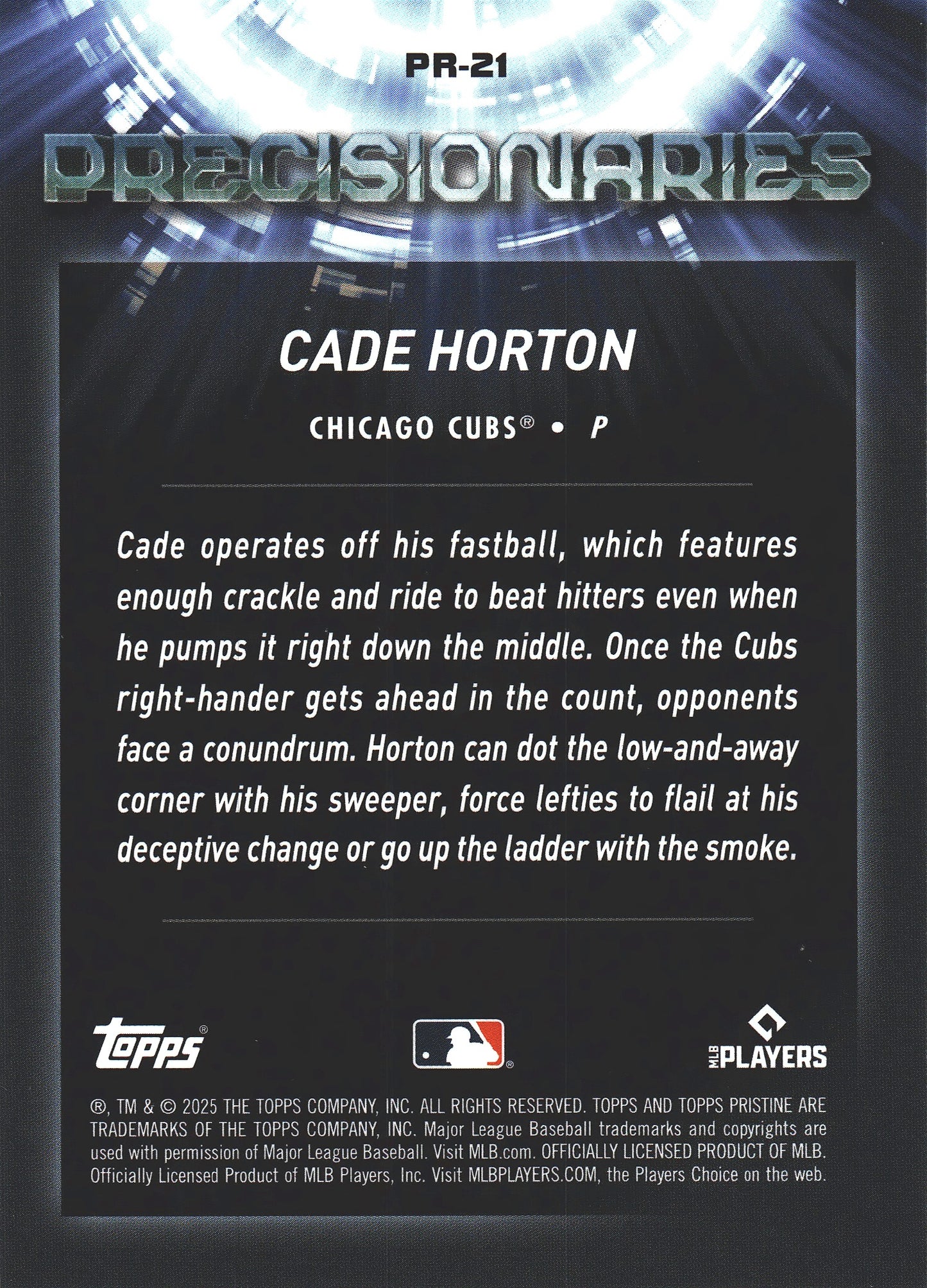 2025 Topps Pristine Precisionaries Cade Horton #PR-21 Chicago Cubs
