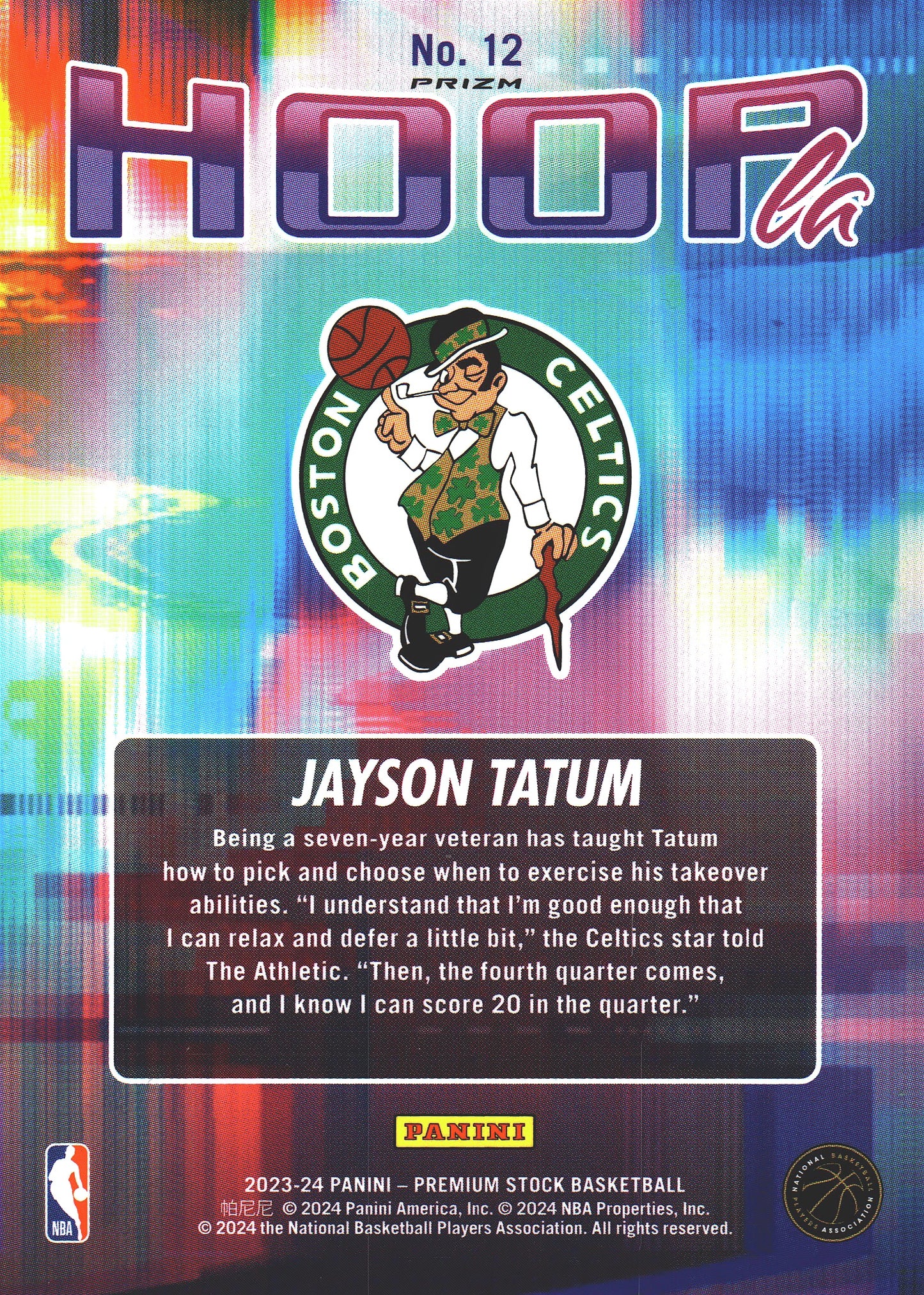2023 Panini Premium Stock Hoopsla Silver Jayson Tatum #12 Boston Celtics
