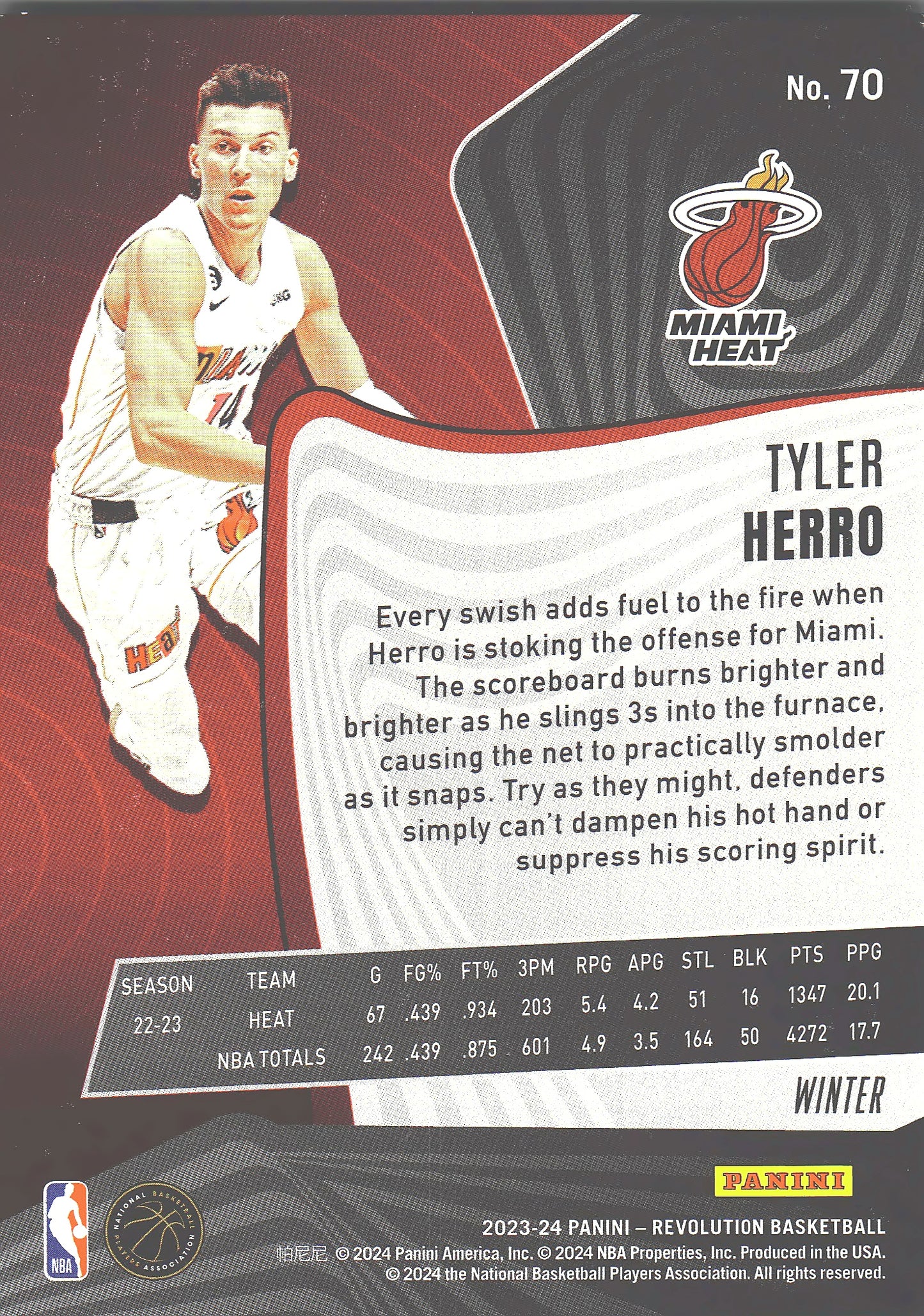 2023 Panini Revolution Winter Tyler Herro #70 Miami Heat