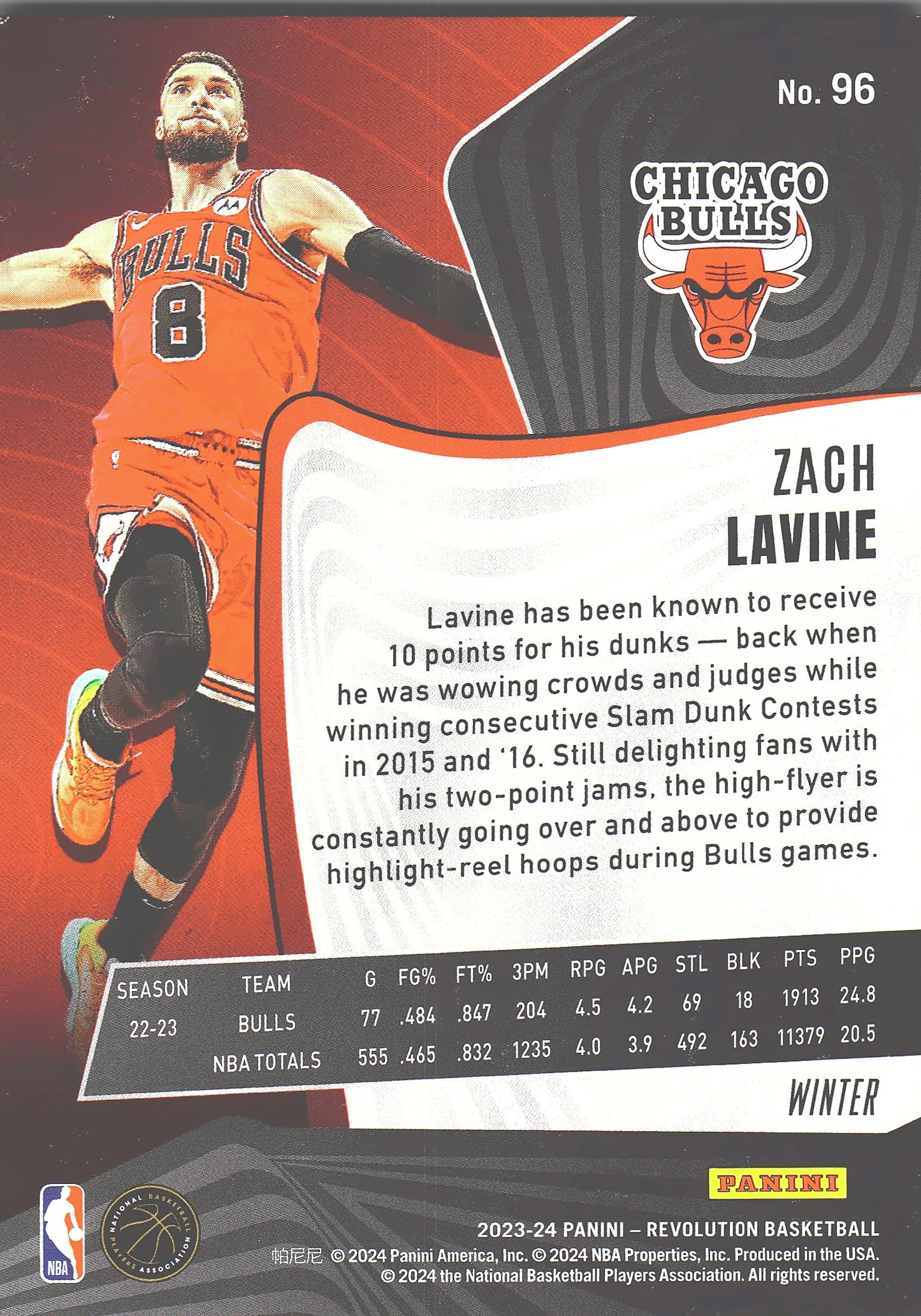 2023 Panini Revolution Winter Zach LaVine #96 Chicago Bulls