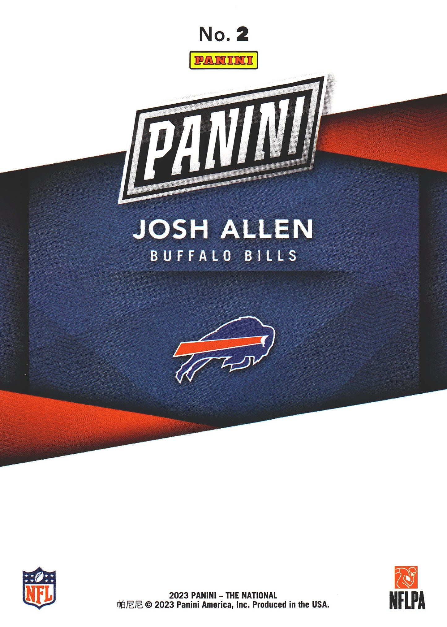 2023 Panini National Blue /199 Josh Allen #2 Buffalo Bills