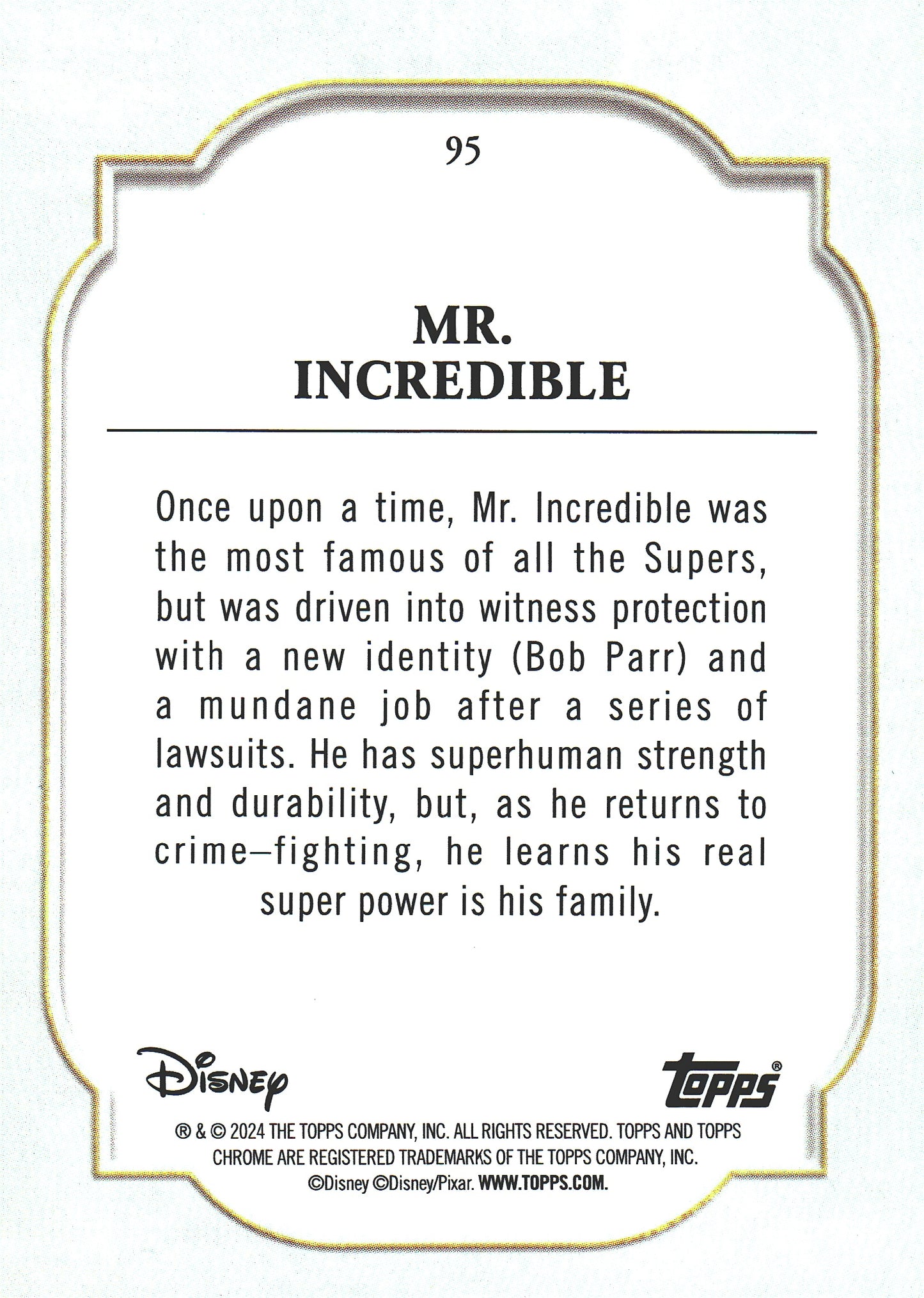 2024 Topps Chrome Disney Purple and Green Pulsar /150 Mr. Incredible #95 Disney
