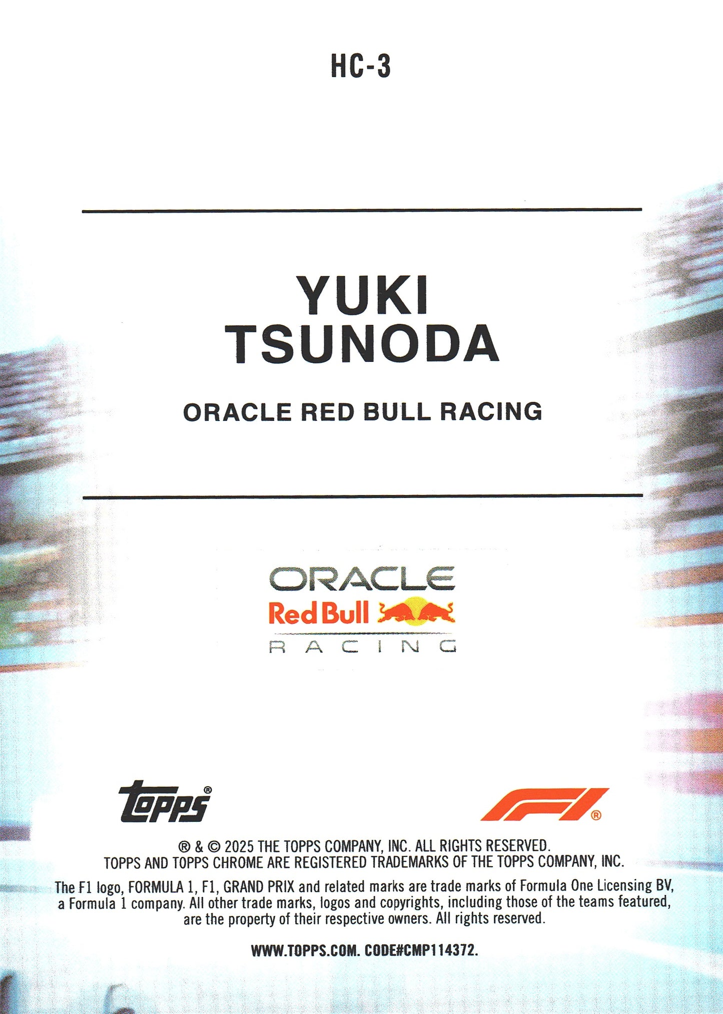 2025 Topps Chrome Formula 1 Helmet Yuki Tsunoda #HC-3 Red Bull Racing