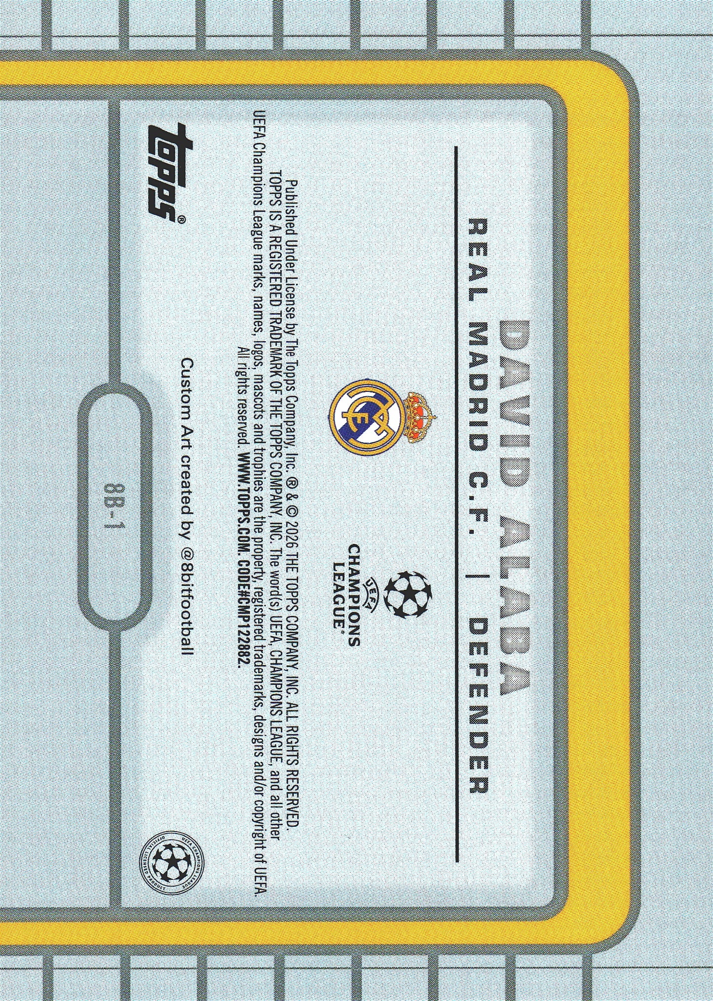 2025 Topps UCC 8-Bit Shots David Alaba #8B-1 Real Madrid CF