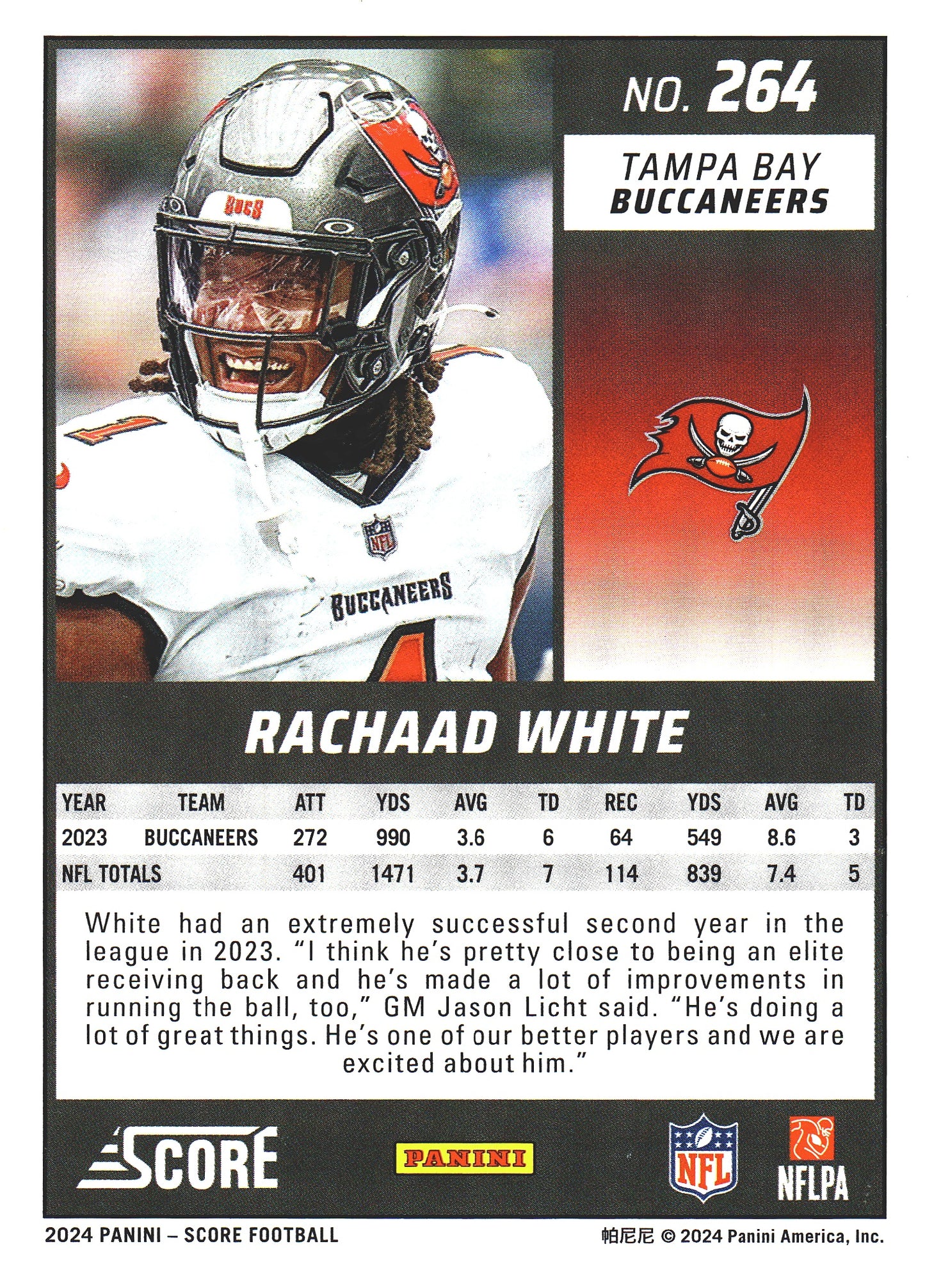 2024 Panini Score Green Rachaad White #264 Tampa Bay Buccaneers