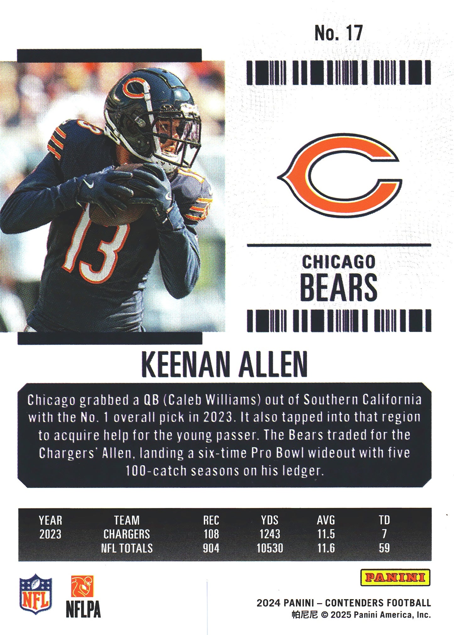 2024 Panini Contenders Mojo Keenan Allen #17 Chicago Bears